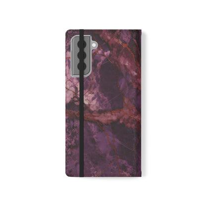 Amethyst Current Wallet Phone Case - Elegant Purple Marble Flip Cover for Samsung Galaxy