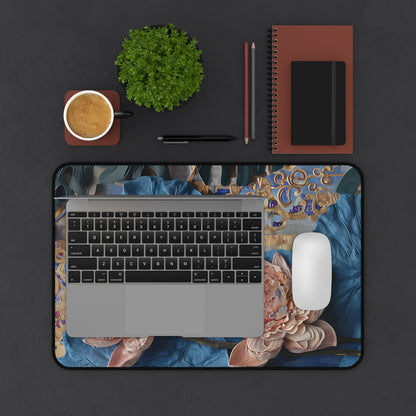 Peony Midnight Tapestry Designer Desk Mat - Premium Office Desk Pad, 3 Sizes Available, Artistic Workspace Protection