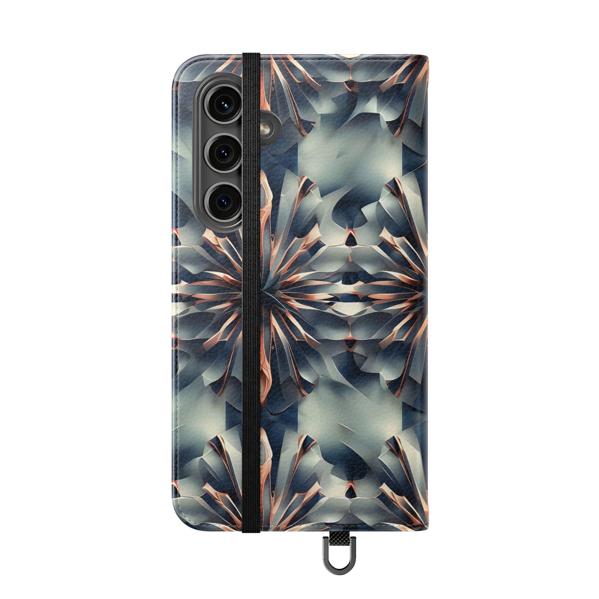 Obsidian Kaleidoscope Samsung Galaxy S24 Plus Wallet Case - Elegant Abstract Flip Cover with Card Slots