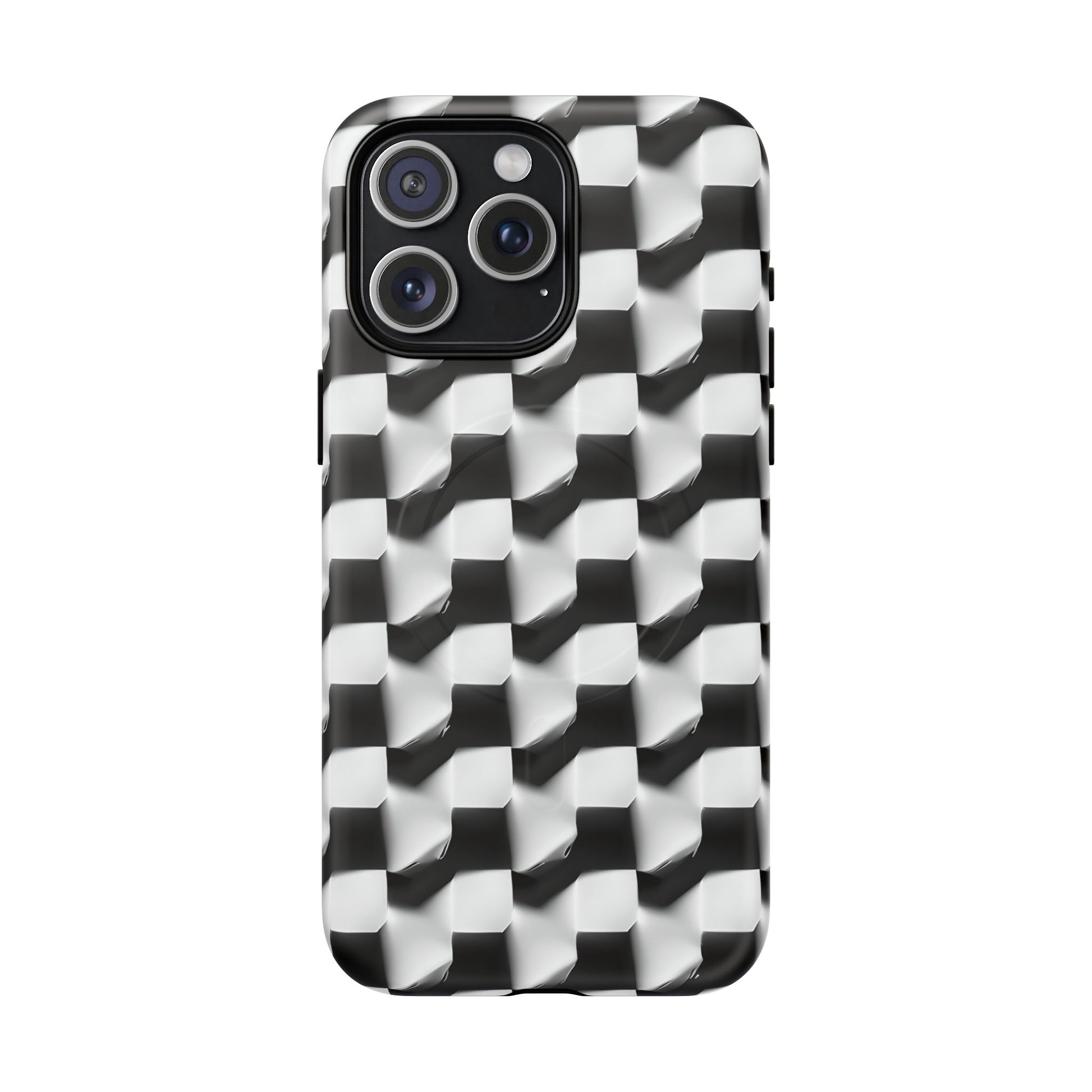 Monochrome Grid - iPhone 15 Pro Max MagSafe Phone Case - Bold, Modern Black & White Design