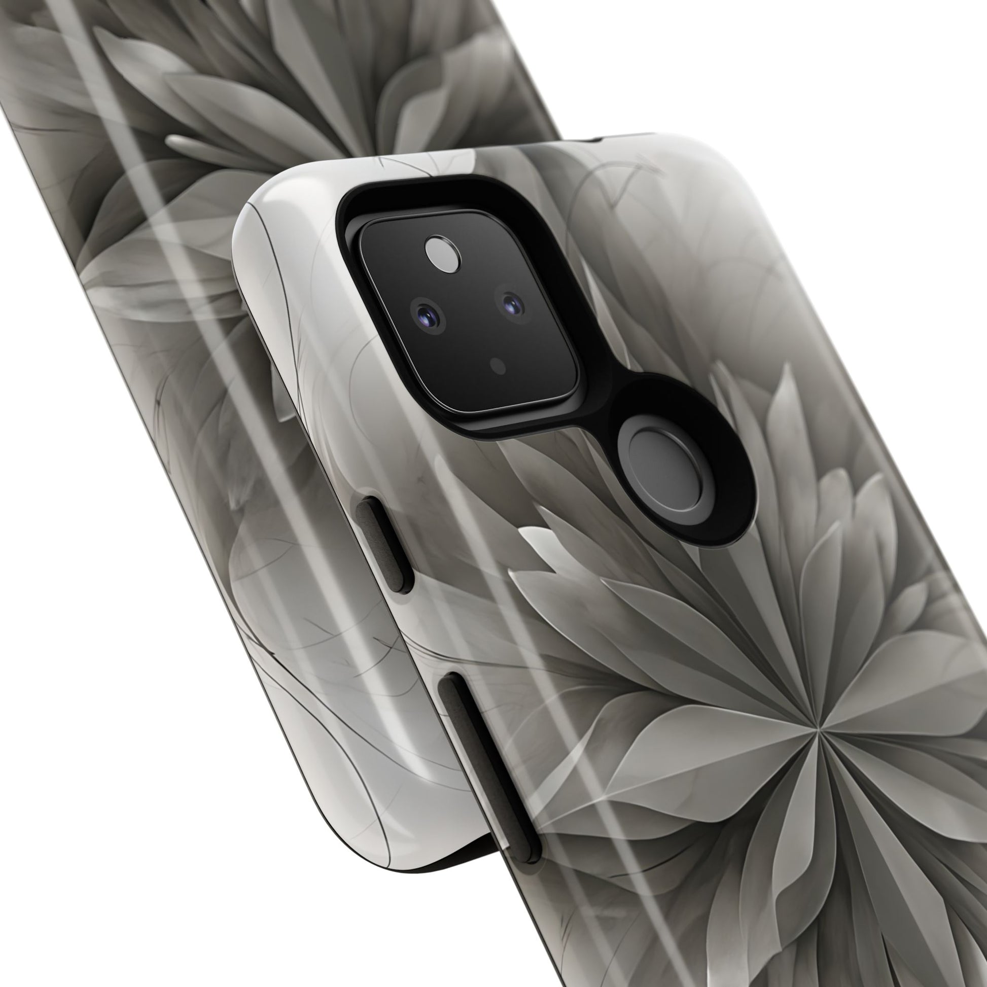 Silver Lotus - Elegant Monochrome Floral Google Pixel 4a 5G Tough Phone Case - Modern Lotus Design