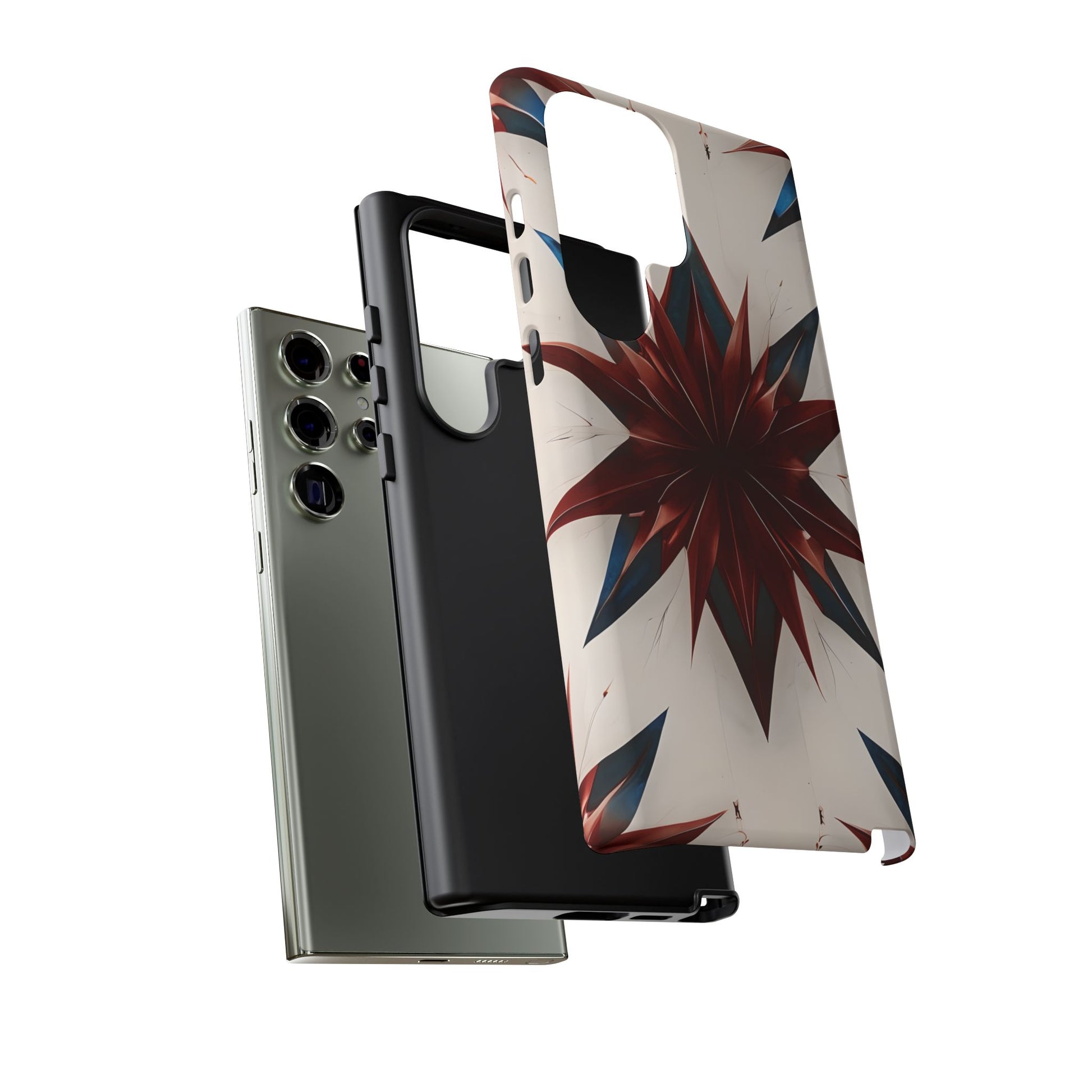Garnet Starburst - Kaleidoscope Collection Gemstone Floral - Samsung Galaxy S23 Ultra Tough Phone Case - Floral Burst Design