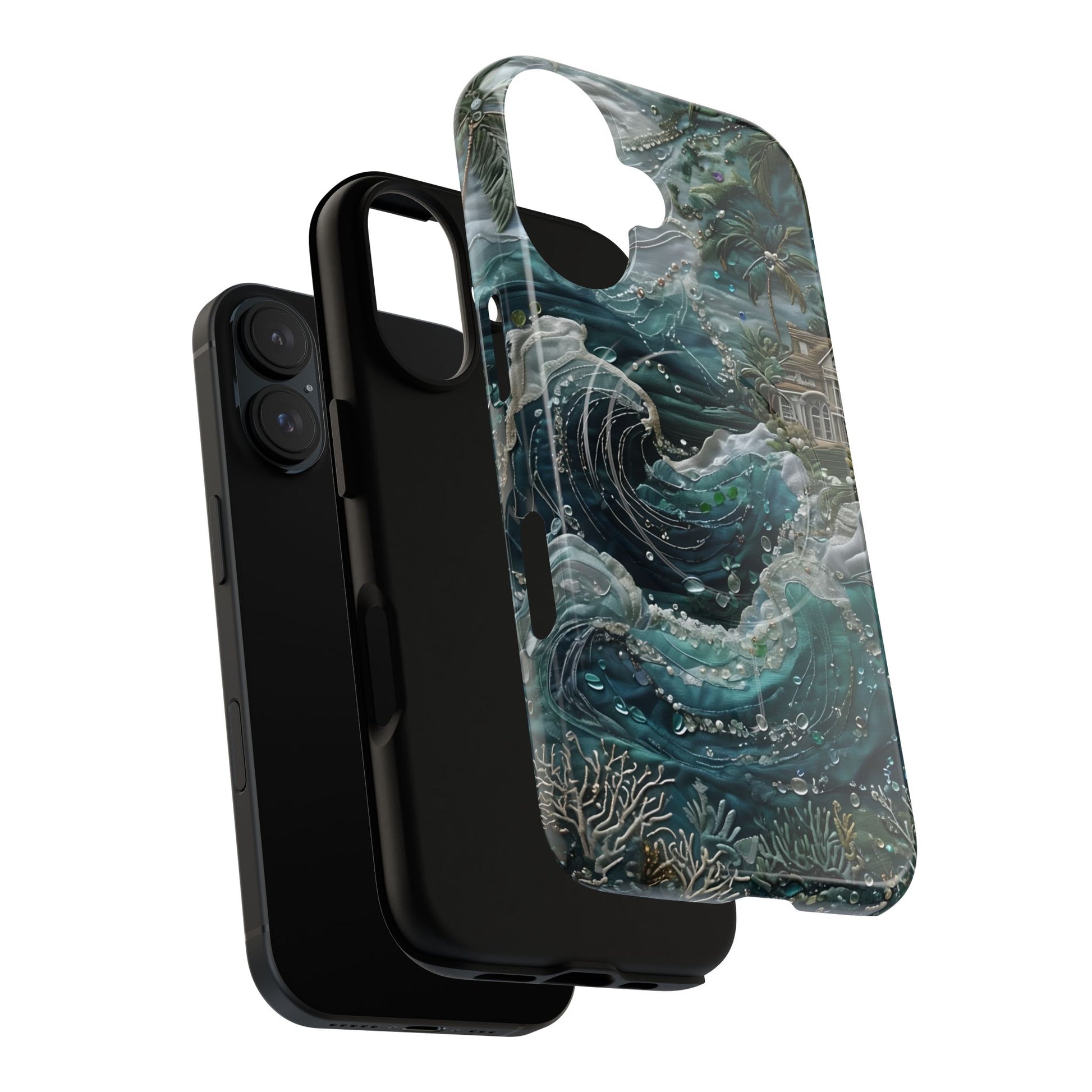 Tropical Midnight Wave - Artistic Ocean iPhone 16 MagSafe Phone Case - Dramatic Blue Wave Design