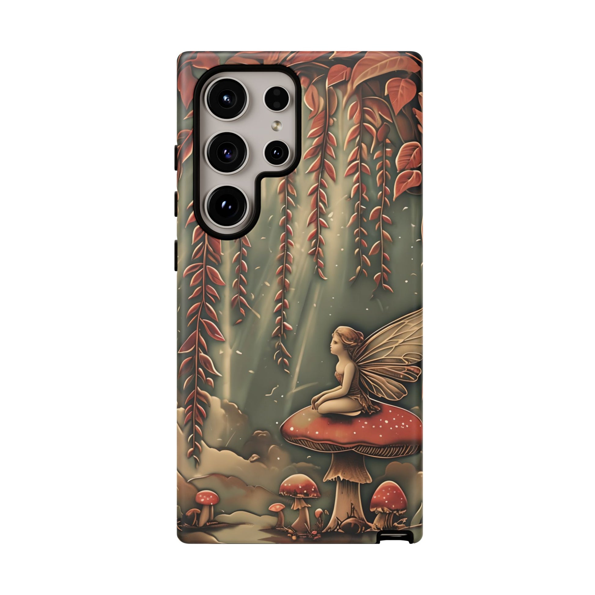 Willow Whisper - Tranquil Nature Art Samsung Galaxy S24 Ultra Tough Phone Case - Serene Willow Tree & Meditative Figure Design