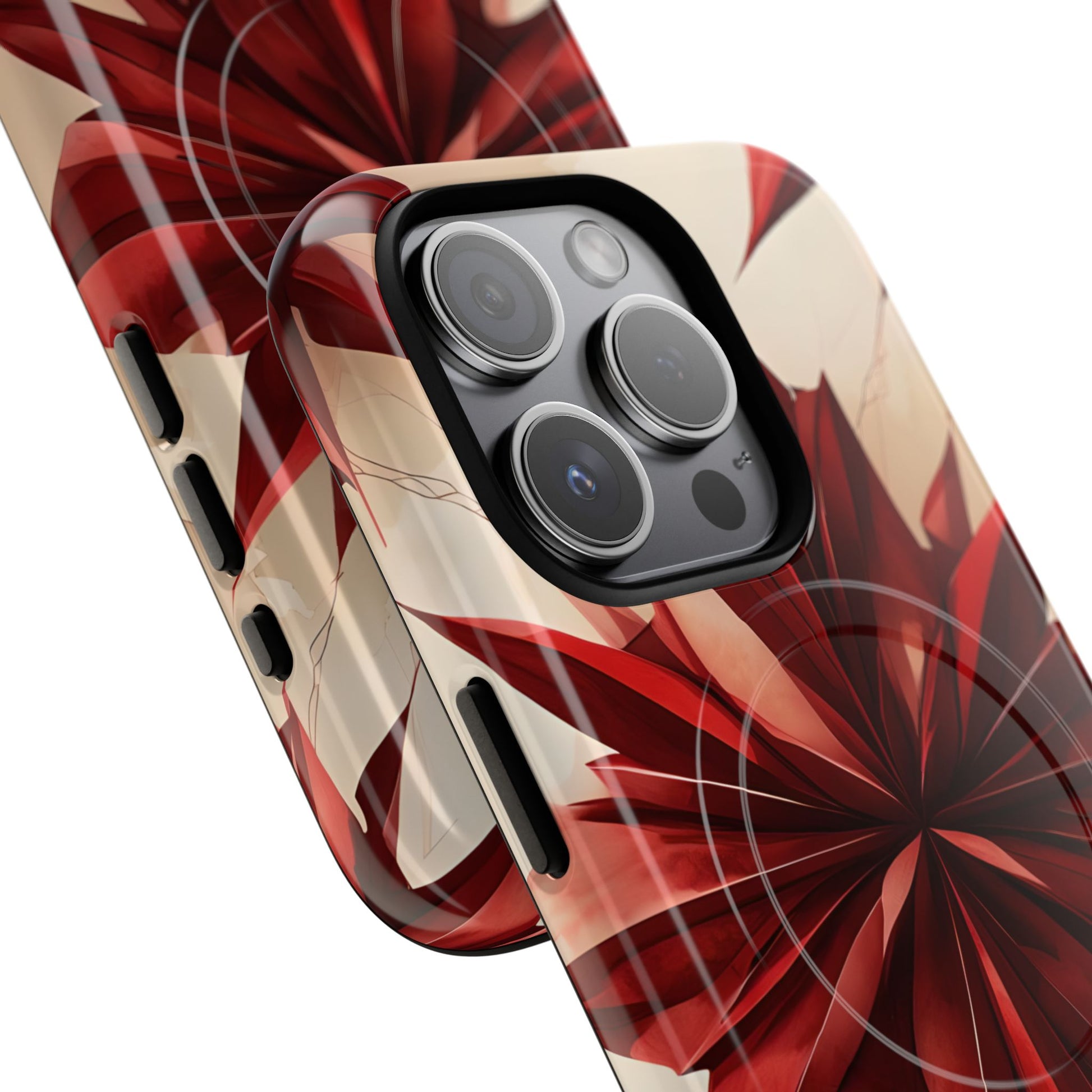 Ruby Compass iPhone 15 Pro MagSafe Phone Case - Bold Red Modern Design