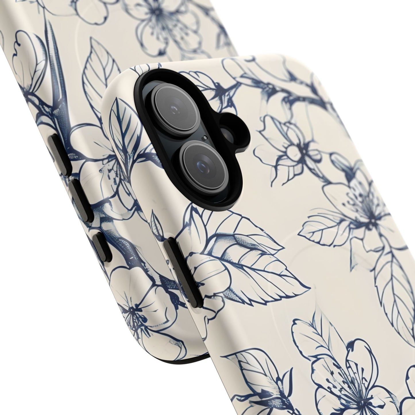 Blossom Sketch - Artistic Blue Floral - iPhone MagSafe Phone Case - Botanical Design