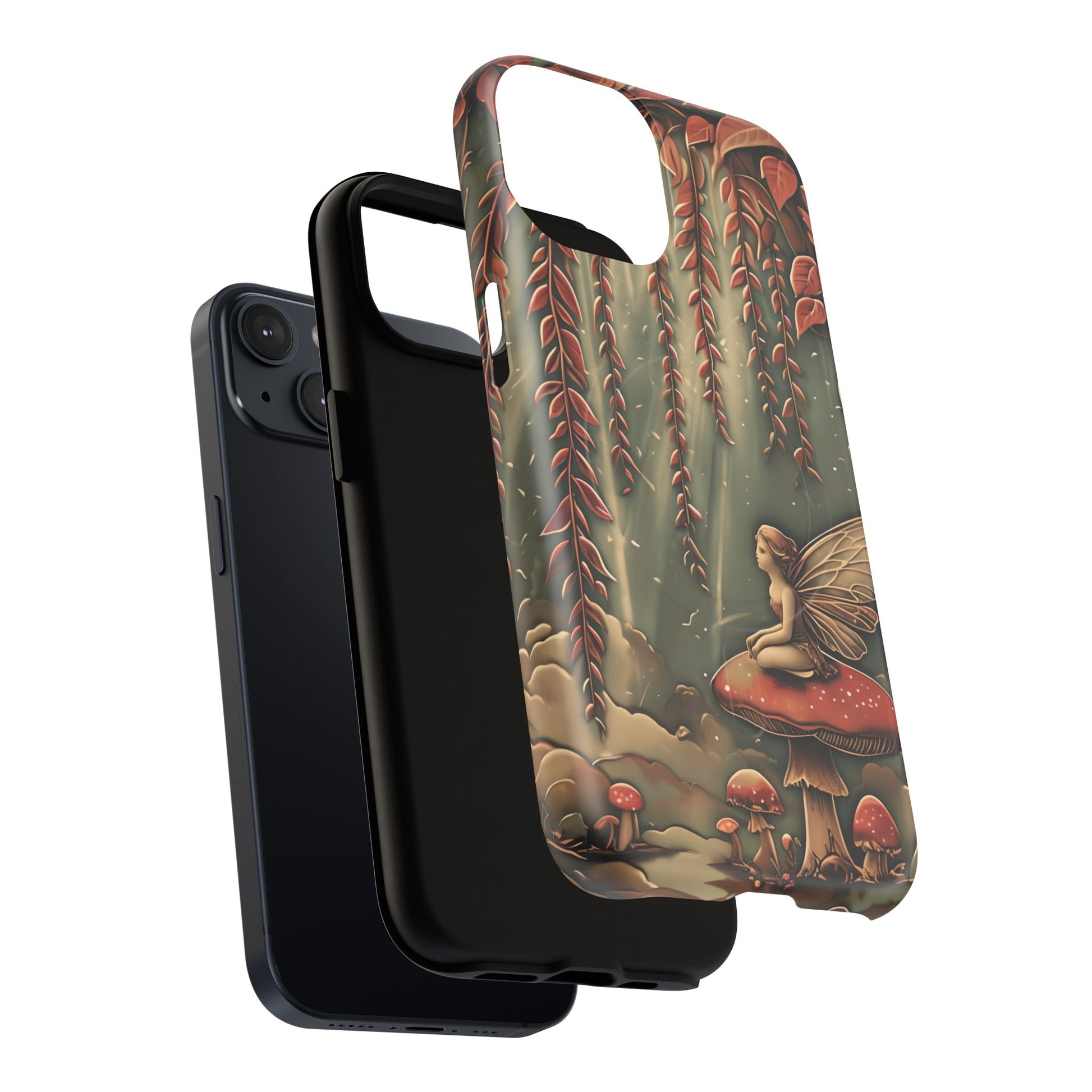 Willow Whisper - Tranquil Nature Art iPhone 14 MagSafe Phone Case - Serene Willow Tree & Meditative Figure Design