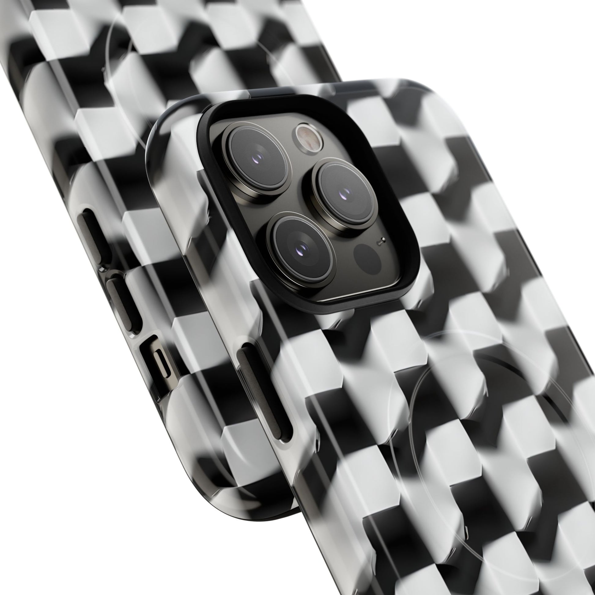 Monochrome Grid - iPhone 14 Pro Max MagSafe Phone Case - Bold, Modern Black & White Design