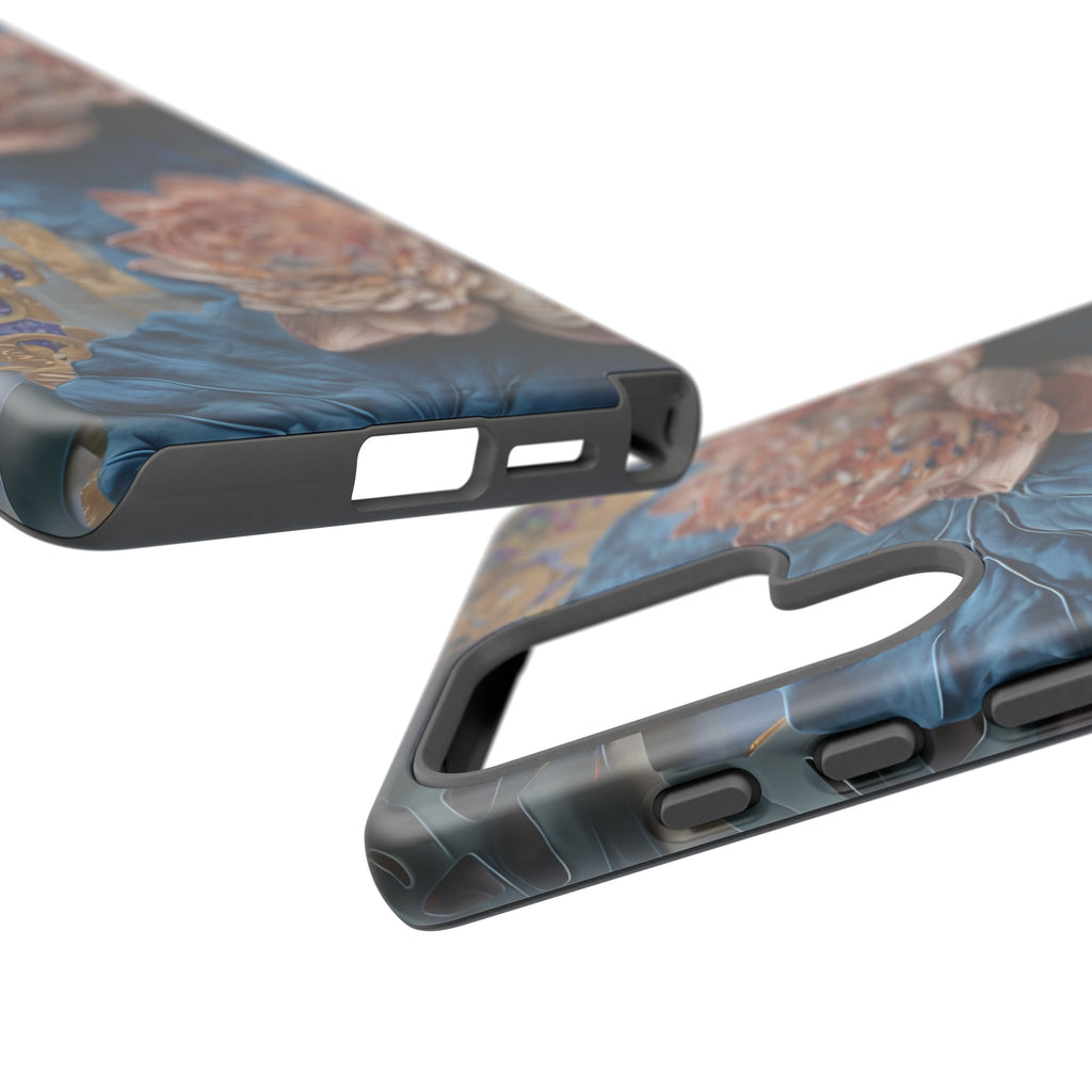 Peony Midnight Tapestry - Samsung Galaxy S25 Ultra - Elegant Blue & Blush Artful Phone Cover