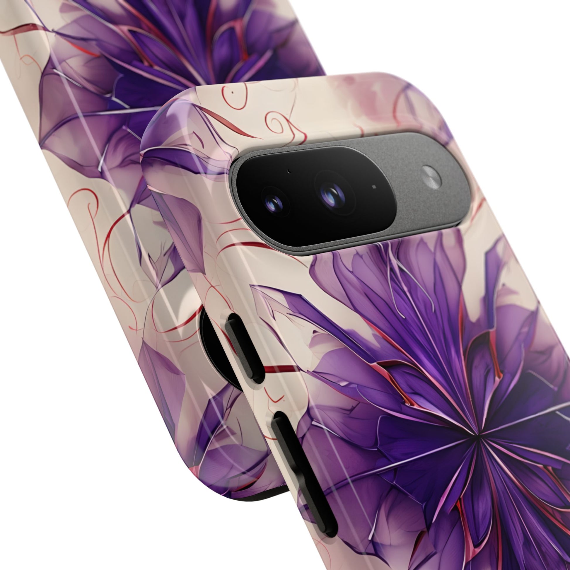 Violet Reverie - Kaleidoscope Collection Artistic Floral Burst - Google Pixel 9 Tough Phone Case - Bold Purple Symmetrical Design