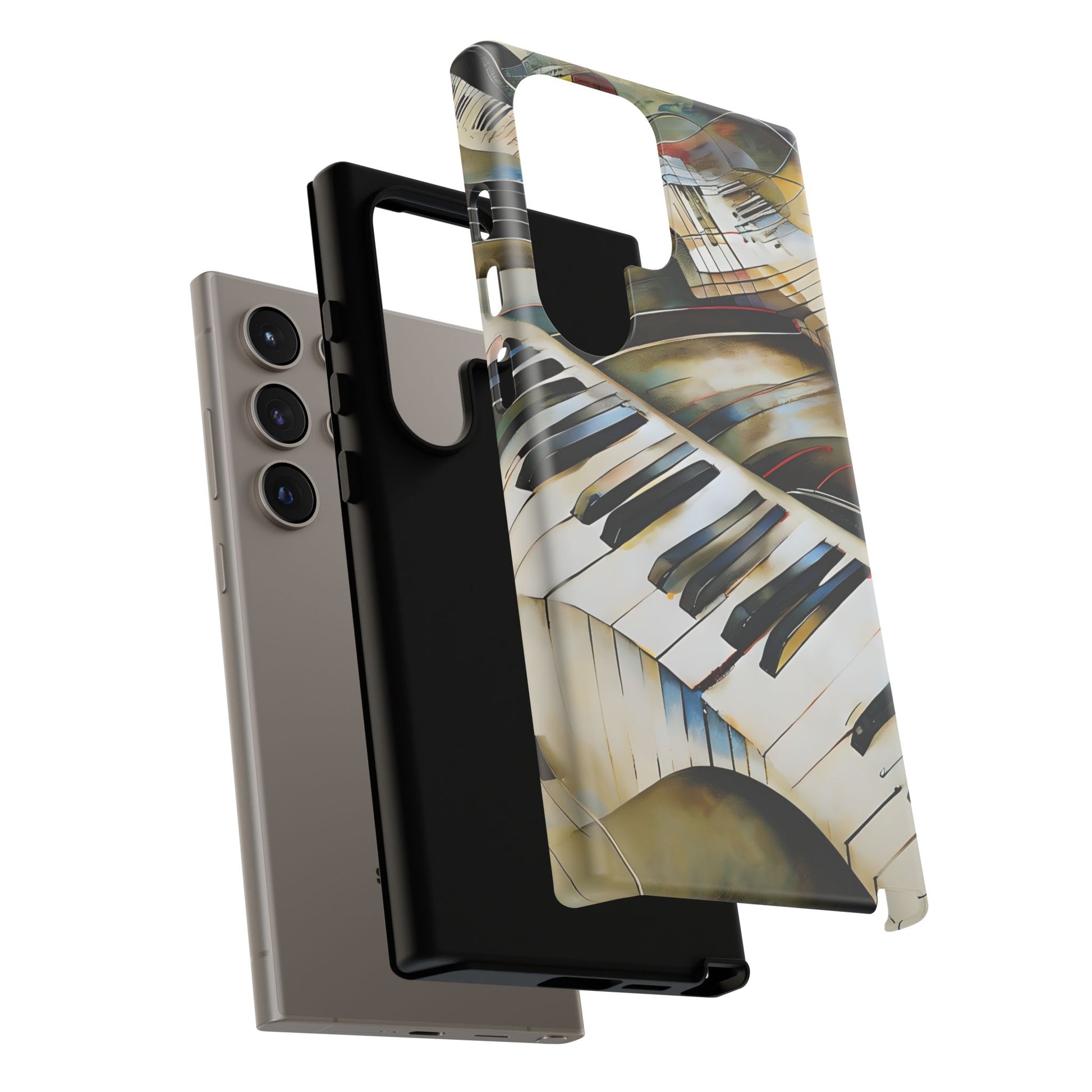 Ivory Cascade Abstract Keyboard Music Tough Case for Samsung Galaxy S24 Ultra - Shockproof Phone Cover