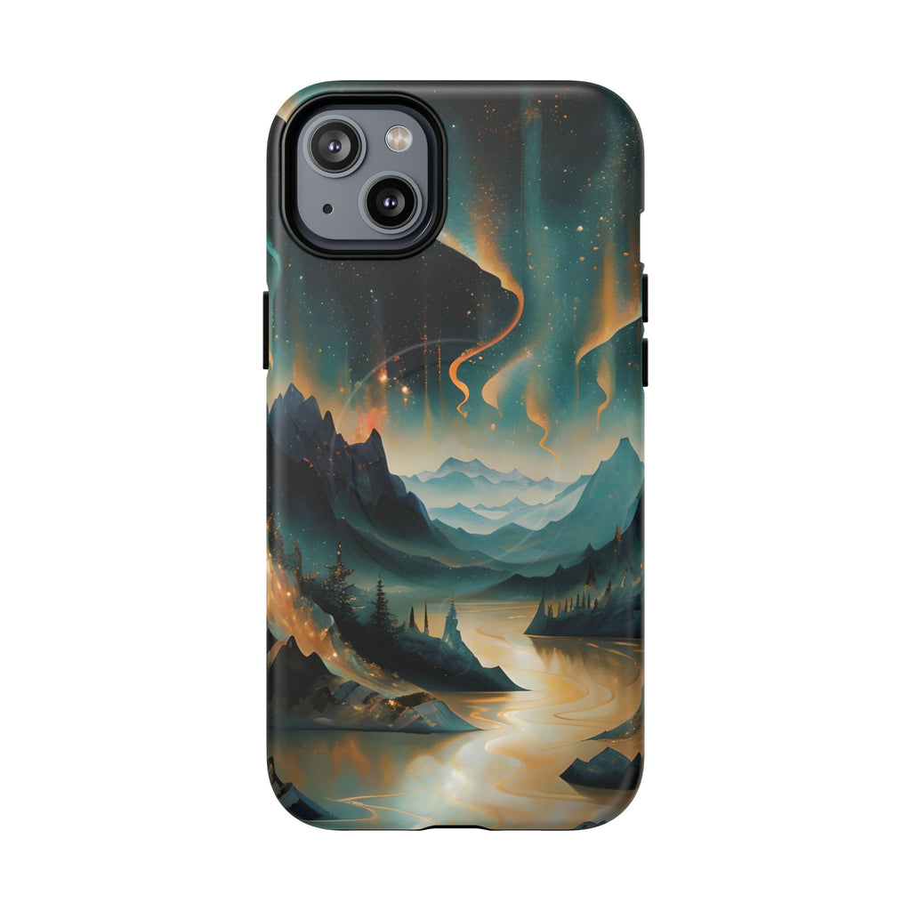 Aurora Dreamscape iPhone 14 Plus Case – Northern Lights Art, MagSafe Compatible, Tough Shockproof Cover