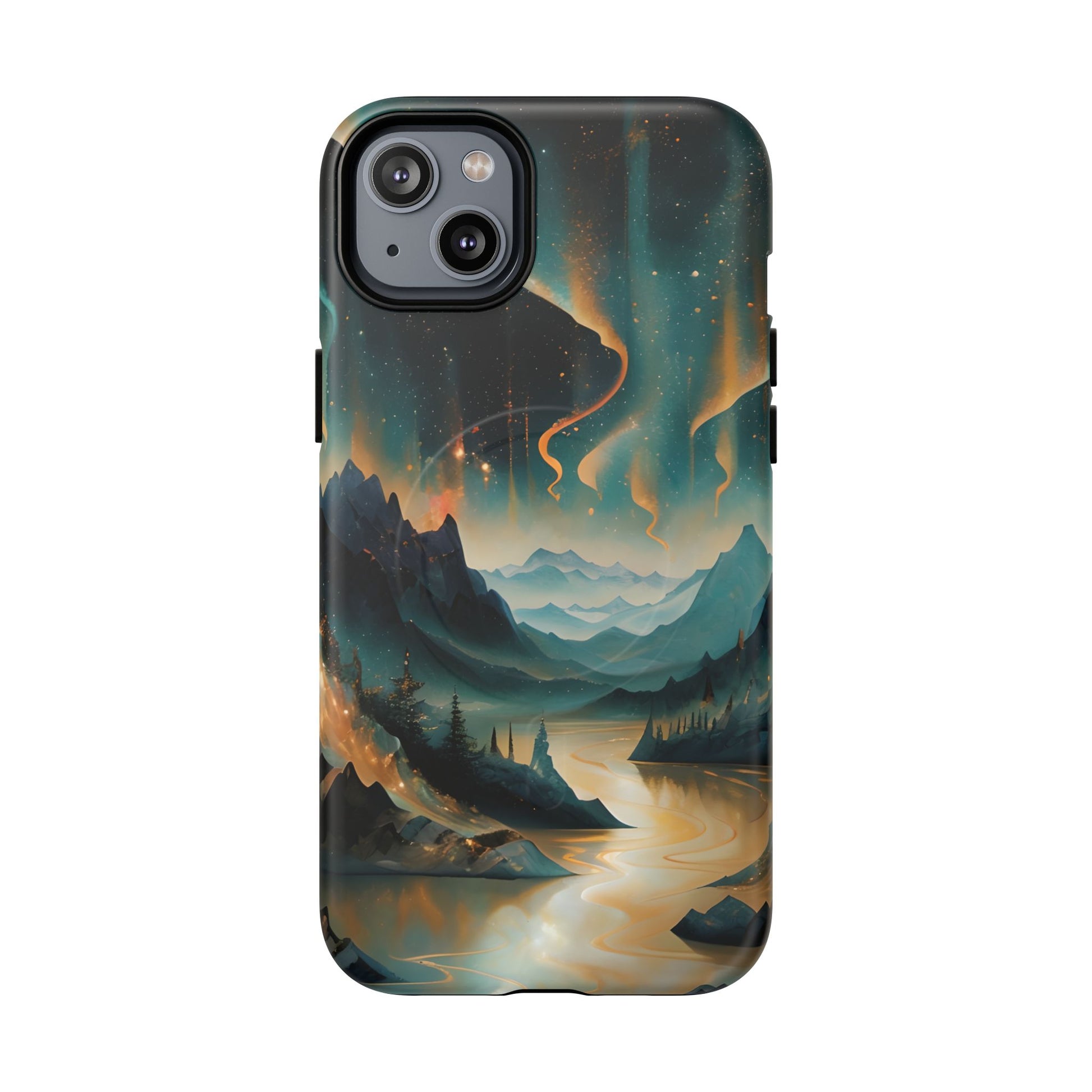 Aurora Dreamscape iPhone 14 Plus Case – Northern Lights Art, MagSafe Compatible, Tough Shockproof Cover