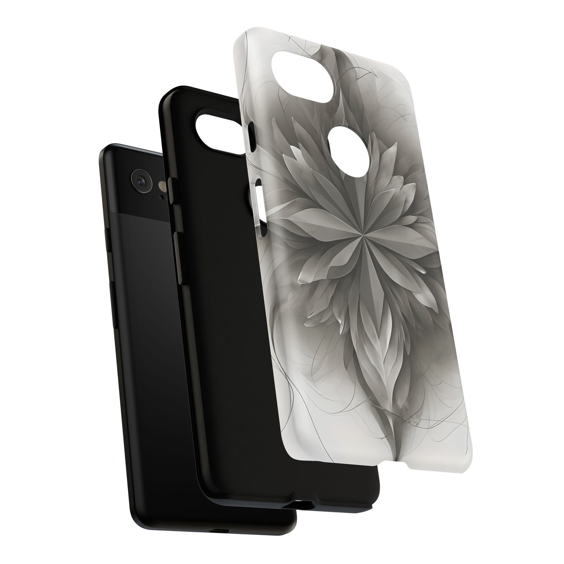 Silver Lotus - Elegant Monochrome Floral Google Pixel 2XL Tough Phone Case - Modern Lotus Design
