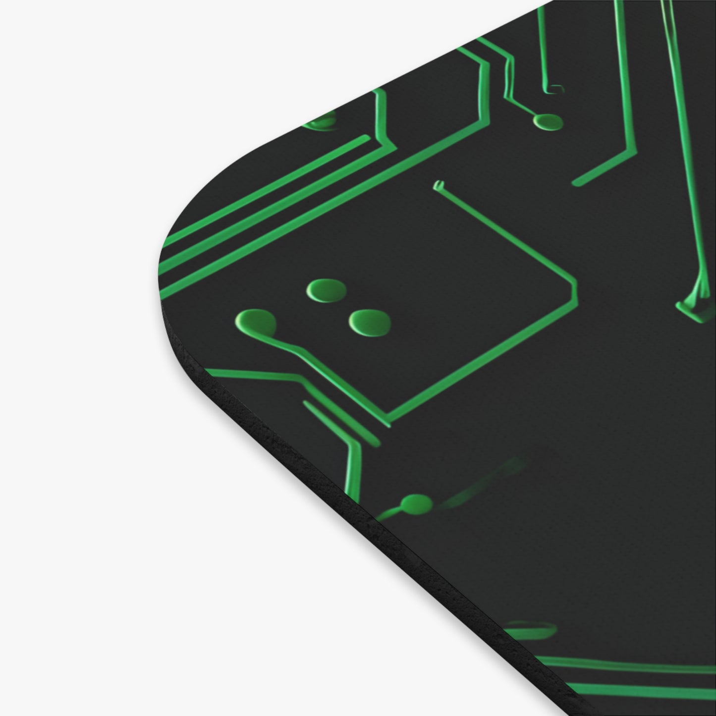 Close-up of Green Circuit Grid mouse pad showing printed circuit pattern detail