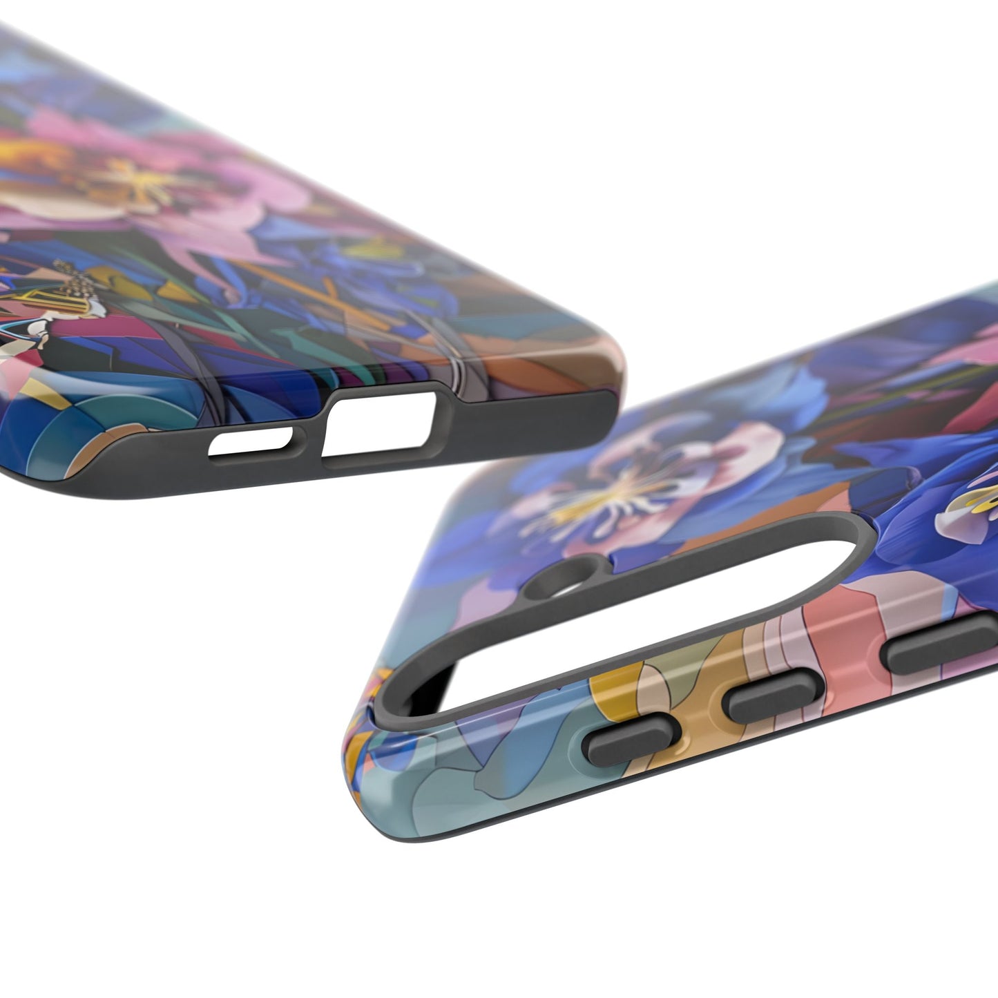 Blue Columbine Carnivale - Artistic Floral & Butterfly Samsung Ultra Tough Phone Case - Vibrant Botanical Design