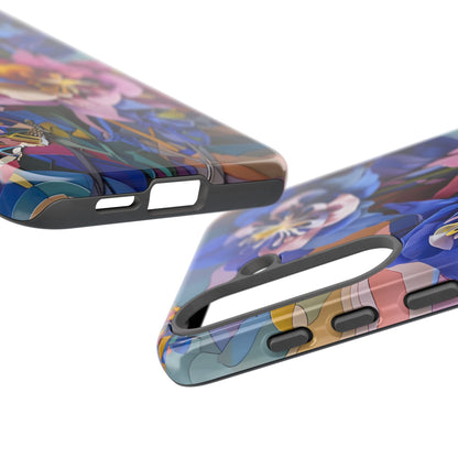 Blue Columbine Carnivale - Artistic Floral & Butterfly Samsung Ultra Tough Phone Case - Vibrant Botanical Design