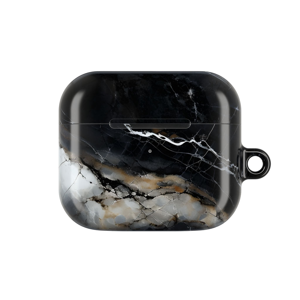 Obsidian Vein AirPod Case - Black Marble Earbud Cover for Gen 1, 2, 3, Pro Gen 1 & 2