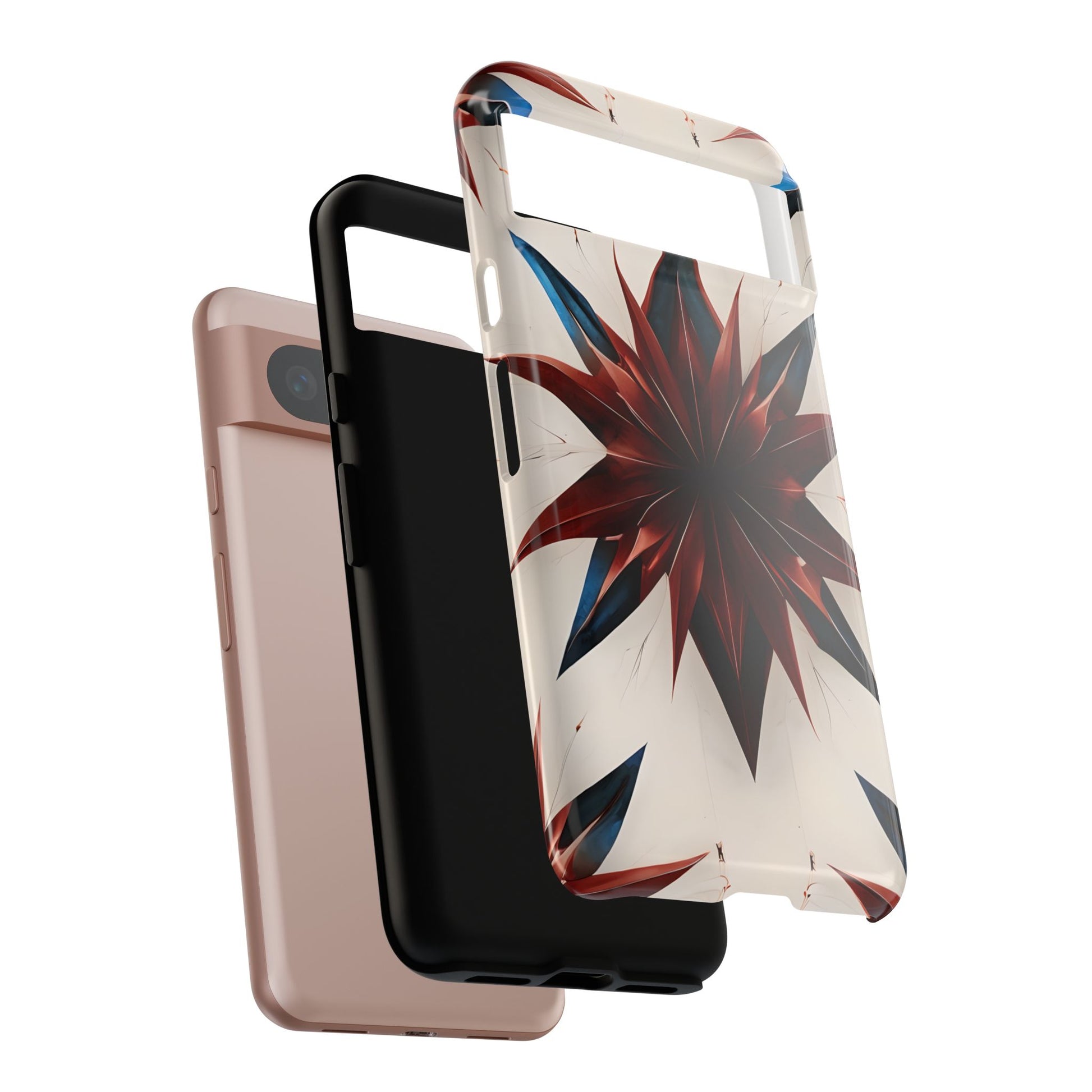 Garnet Starburst - Kaleidoscope Collection Gemstone Floral - Google Pixel 8 Tough Phone Case - Floral Burst Design