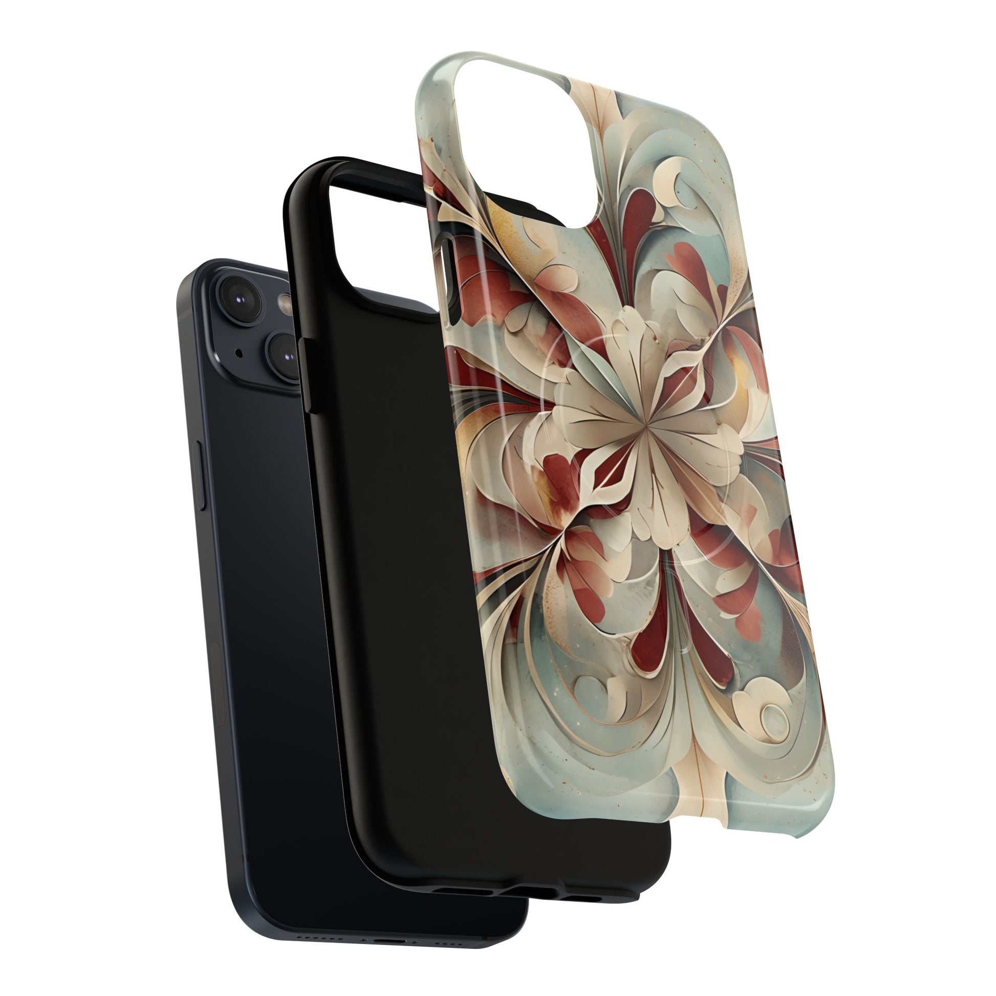 Vintage Baroque Blossom - Ornate Floral Art iPhone 14 Plus MagSafe Phone Case - Elegant Baroque-Inspired Design