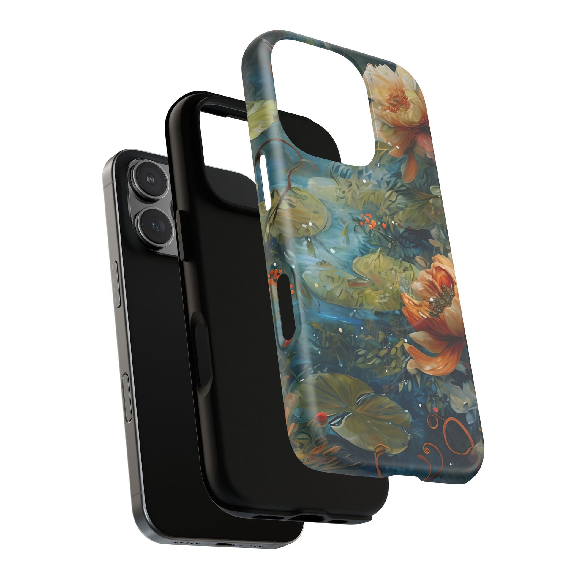 Waterlily Nocturne iPhone 16 Pro Case - Artistic Tough Cover - MagSafe Compatible - Premium Drop Protection