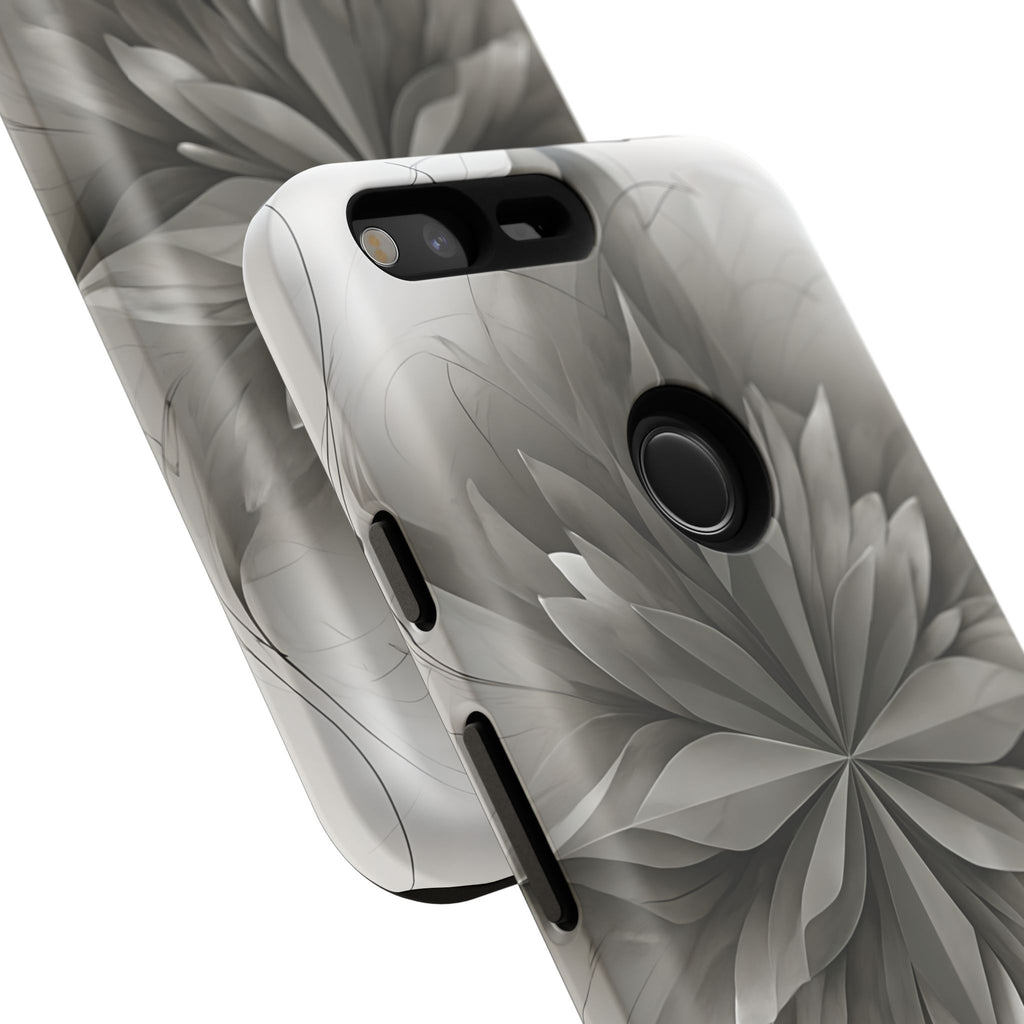 Silver Lotus - Elegant Monochrome Floral Google Pixel XL Tough Phone Case - Modern Lotus Design