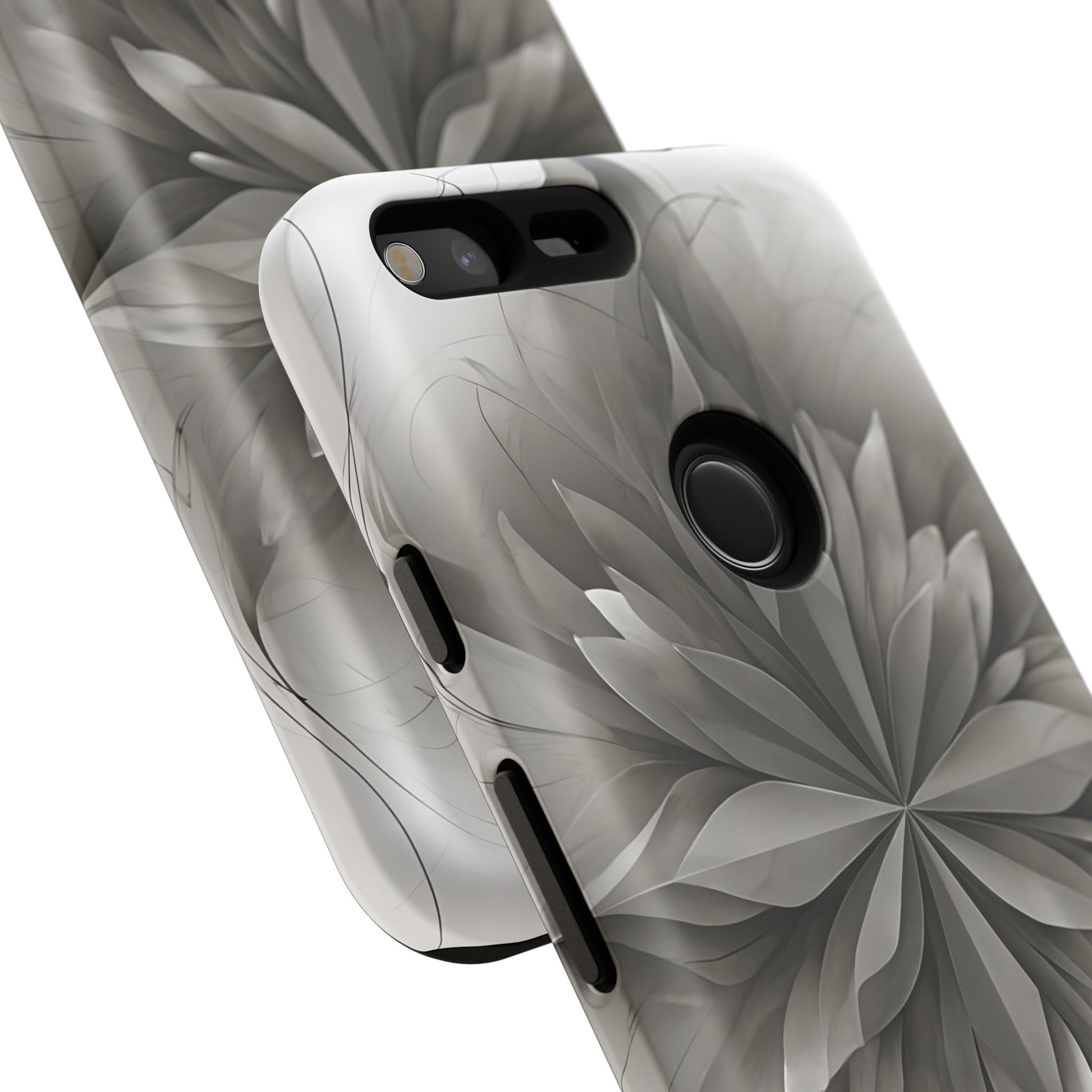 Silver Lotus - Elegant Monochrome Floral Google Pixel XL Tough Phone Case - Modern Lotus Design
