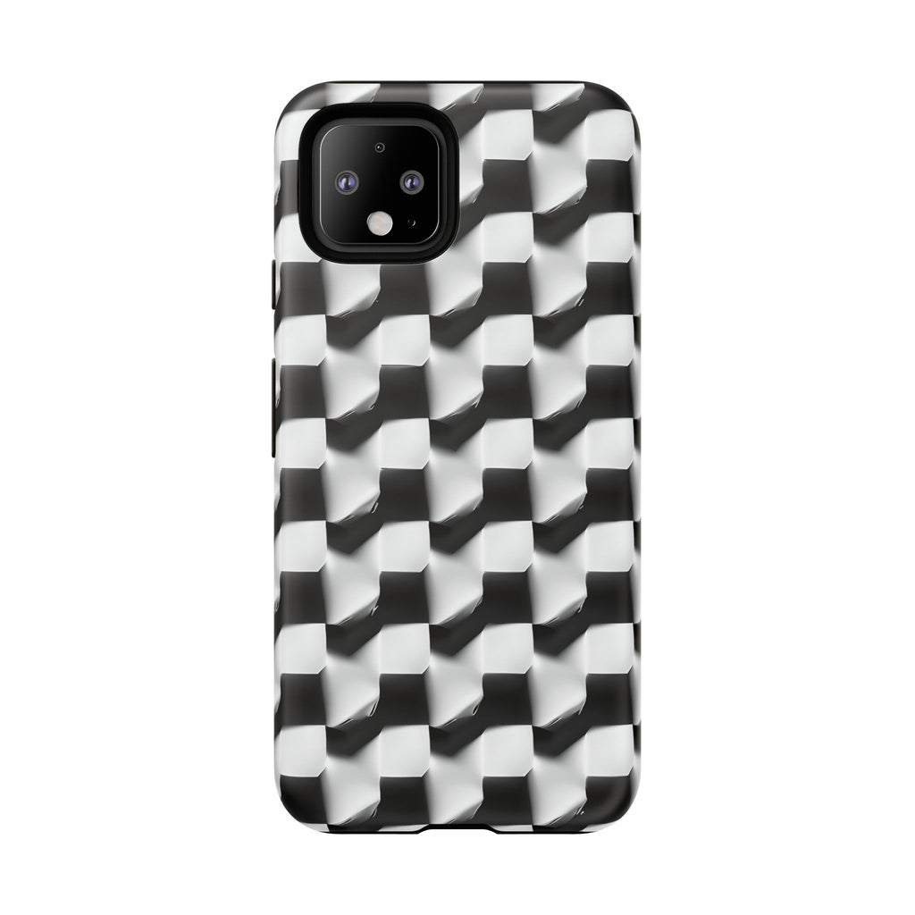 Monochrome Grid Tough Case for Google Pixel 4 - Classic Checkerboard, Black & White, Minimalist Trend