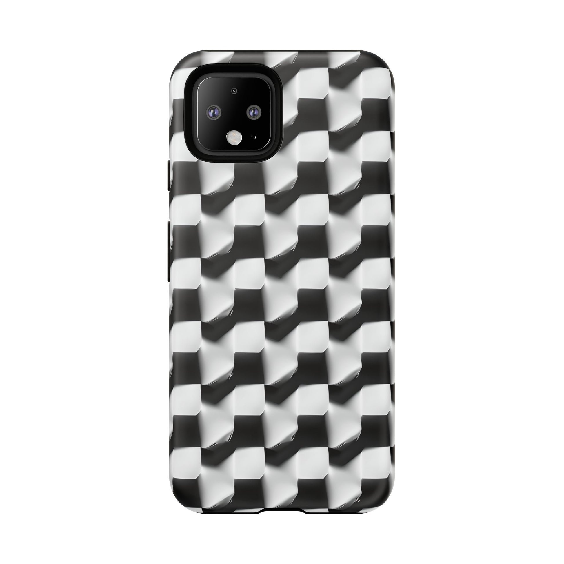Monochrome Grid Tough Case for Google Pixel 4 - Classic Checkerboard, Black & White, Minimalist Trend