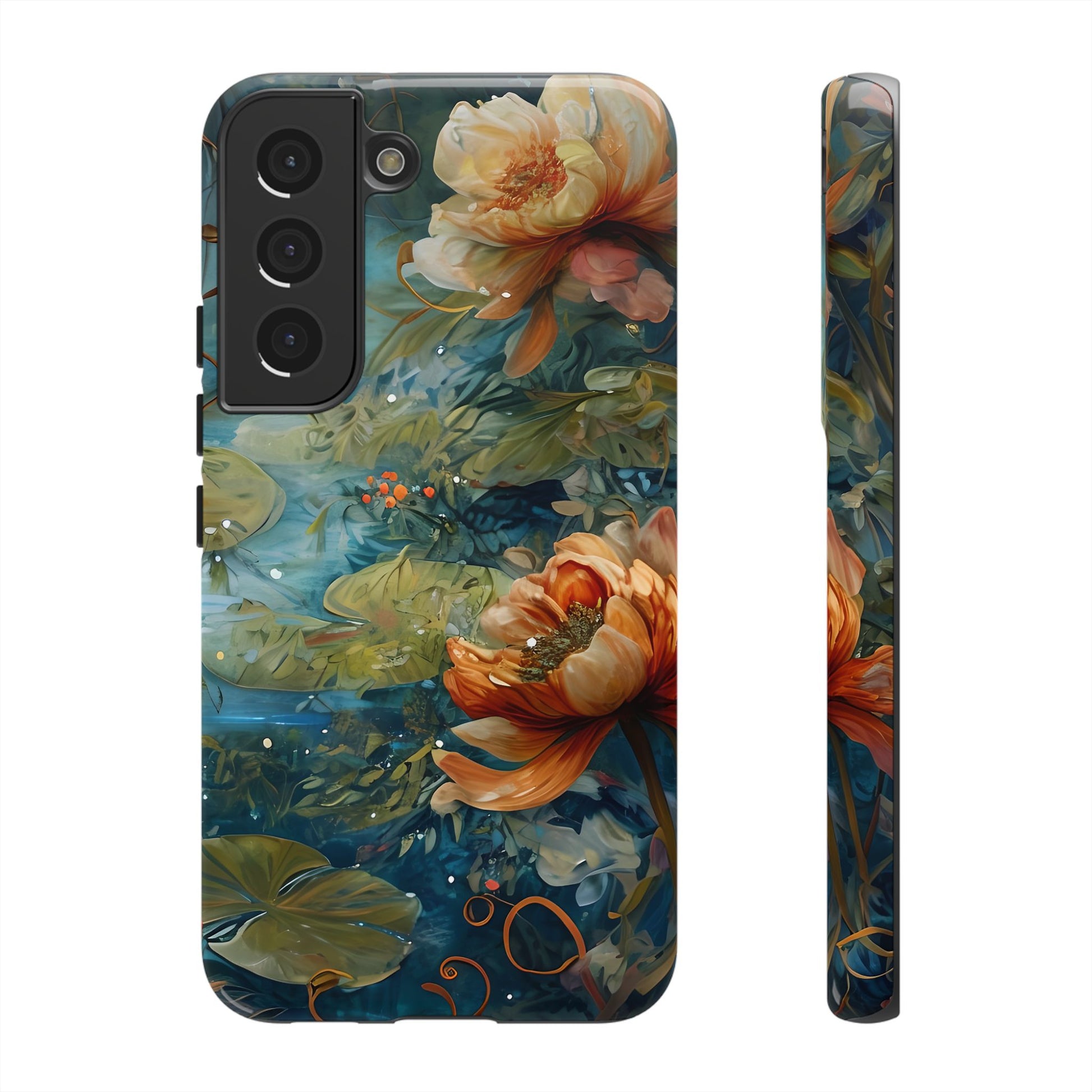 Waterlily Nocturne Samsung Galaxy S22 Case - Artistic Mountain Lake Design, Nature-Inspired Protective Cover, Elegant Gift for Outdoor Lovers