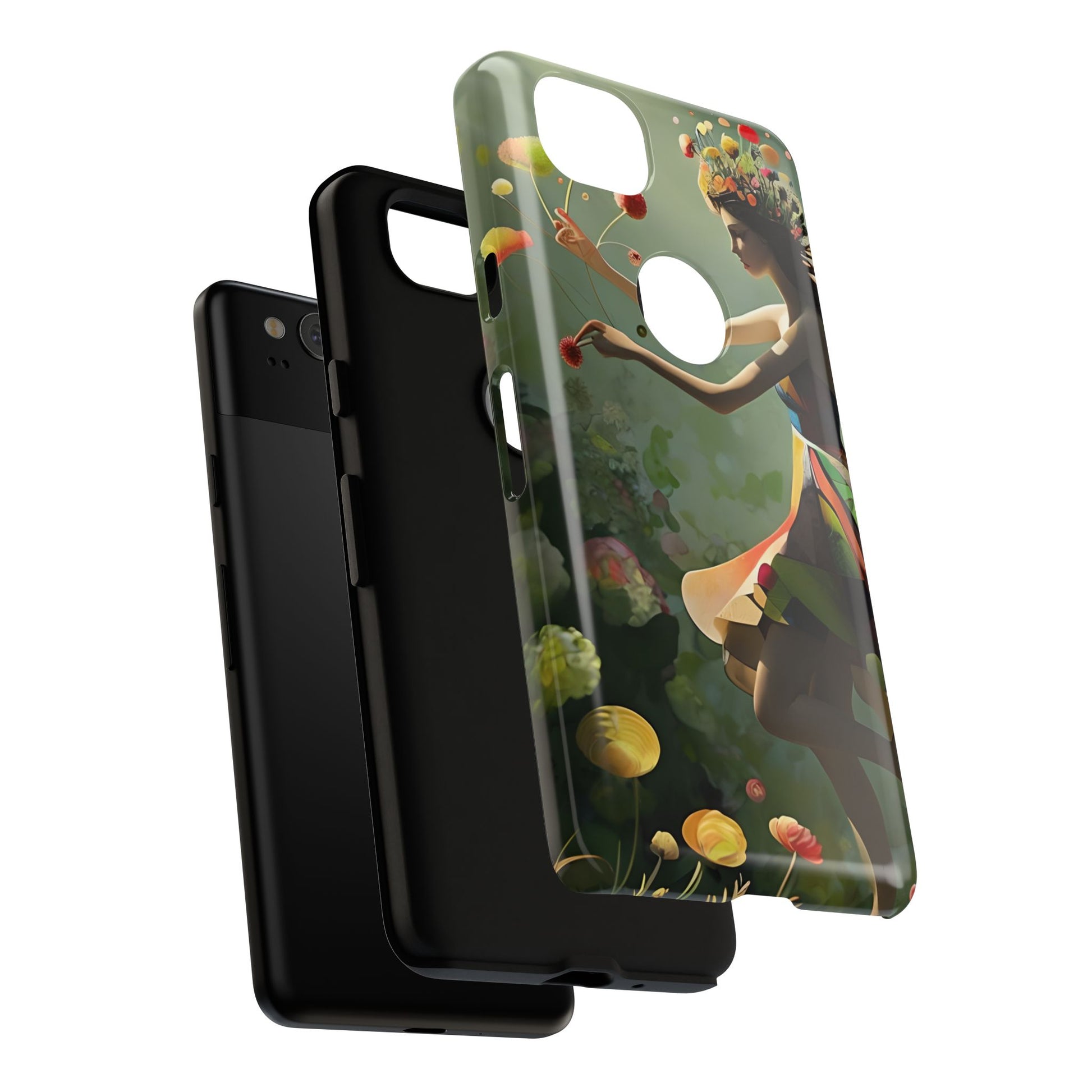 Dancing Wildflower Muse Google Pixel 2 Tough Case - Artistic Floral Fantasy Cover - Whimsical Nature-Inspired Protective Accessory