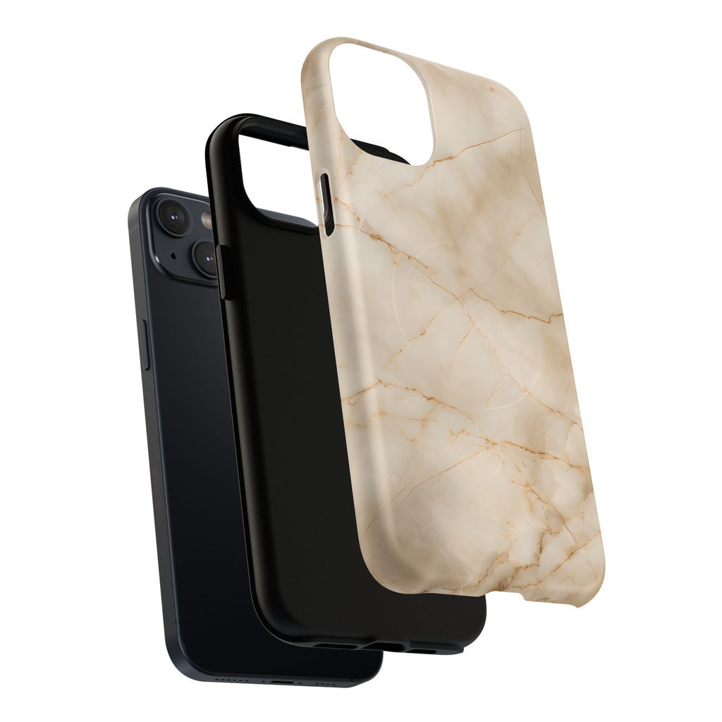 Parchment Mist - iPhone 14 Plus MagSafe Phone Case - Neutral Beige Marble Design