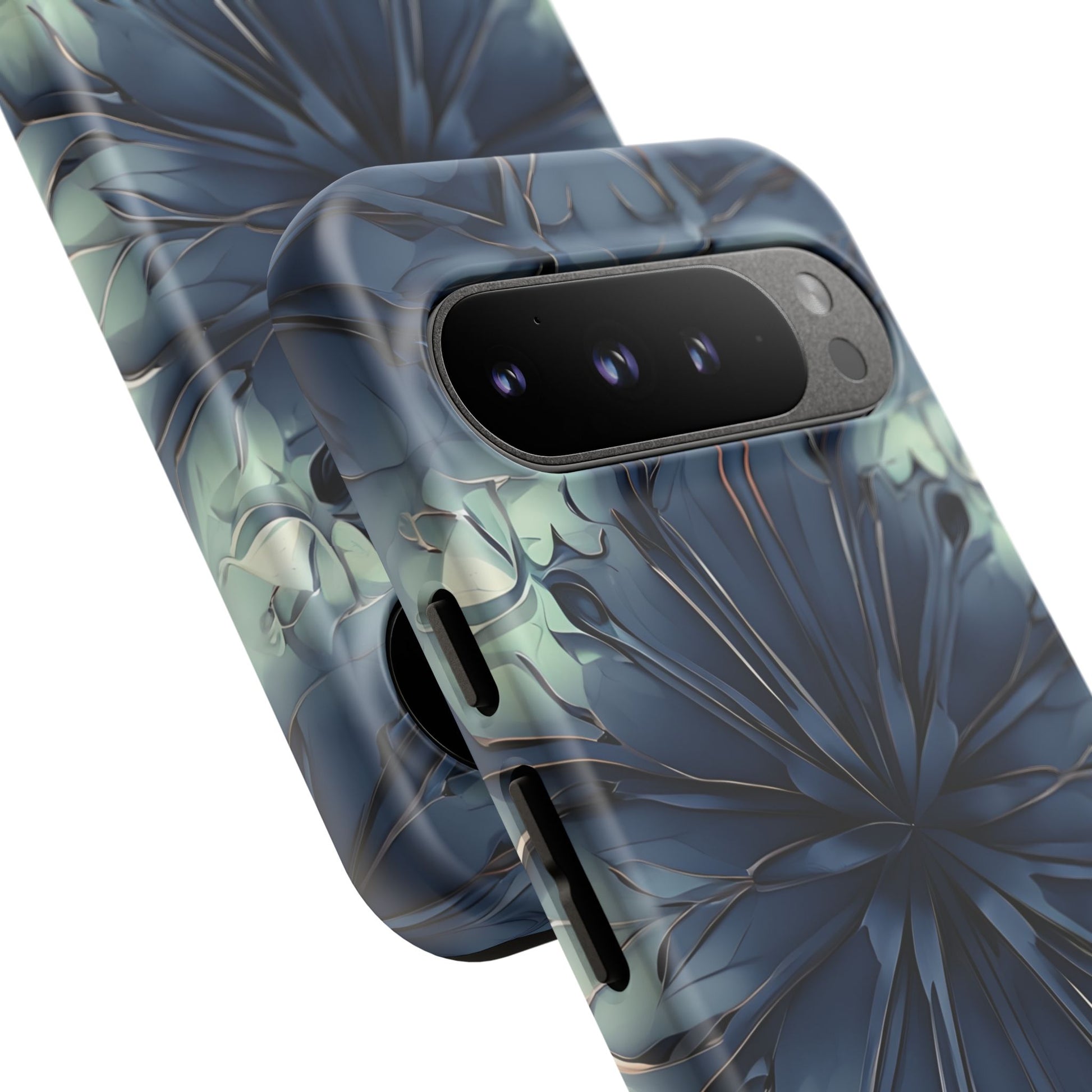 Indigo Mosaic - Artistic Kaleidoscope Collection Artistic Floral - Google Pixel 9 Pro XL Tough Phone Case - Bold Blue Symmetrical Design