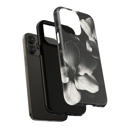 Monochrome Magnolia - Elegant Black & White Floral iPhone MagSafe Phone Case - Artistic Magnolia Design