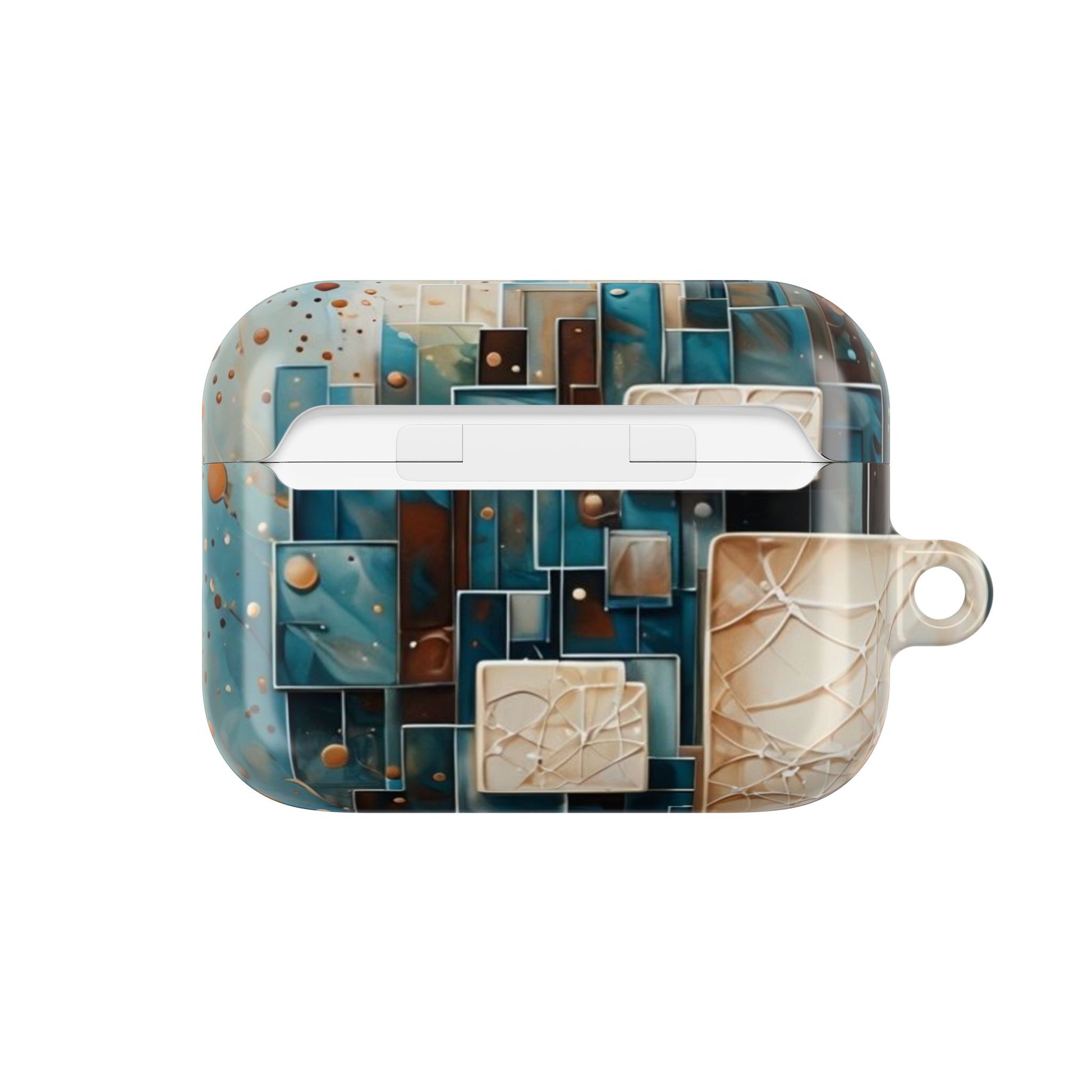 Architectural Drift AirPods case back view showing geometric architectural tile pattern