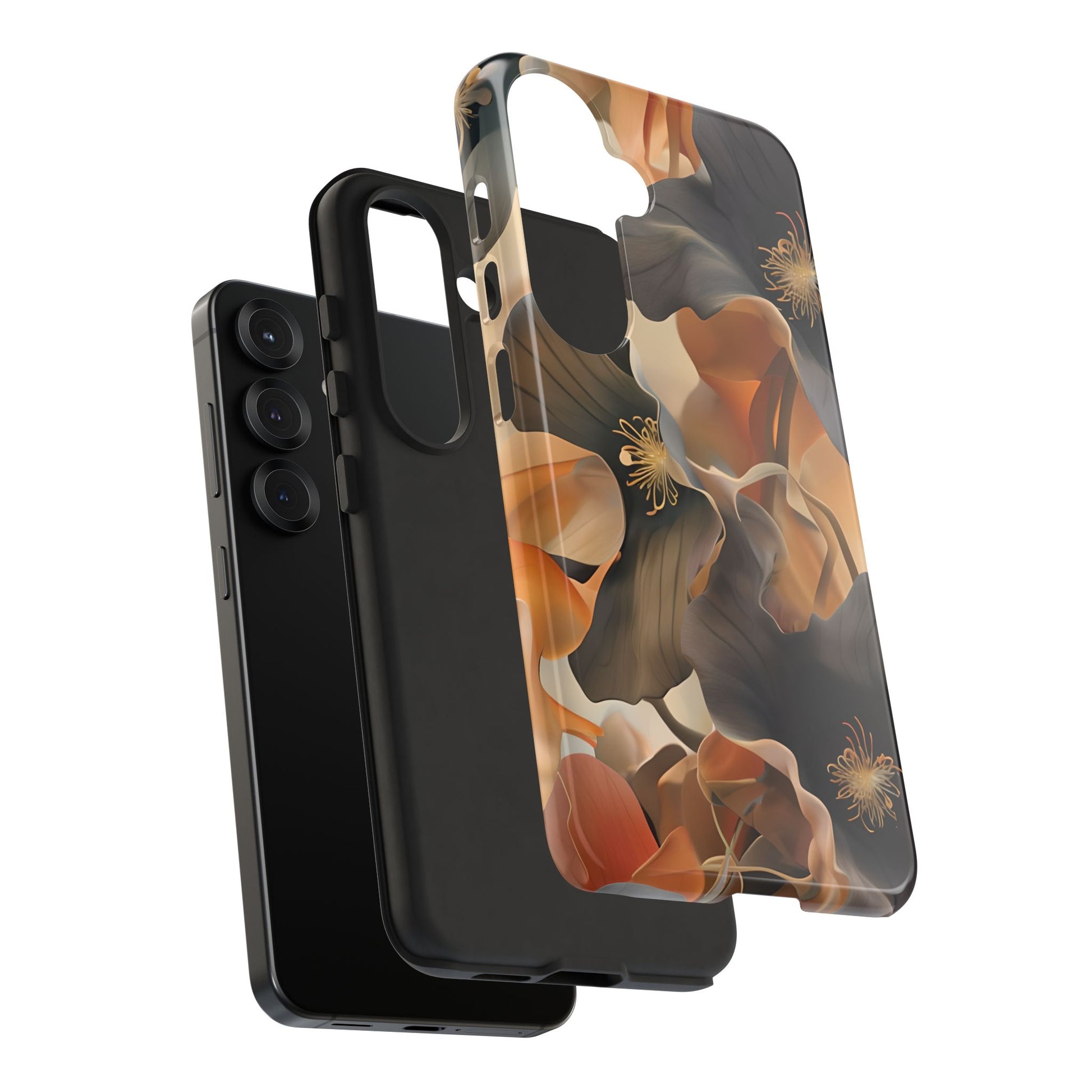 Autumn Ember - Moody Floral Art Samsung Galaxy S25 Tough Phone Case - Warm Earthy Botanical Design