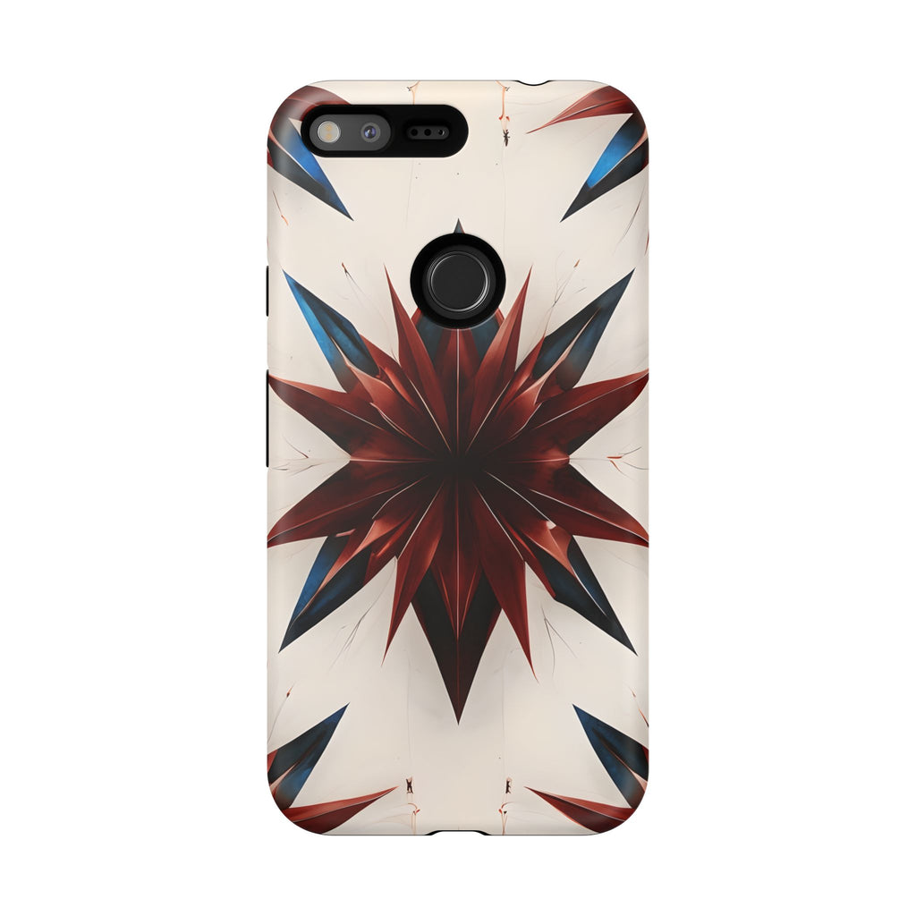 Garnet Starburst - Kaleidoscope Collection Gemstone Floral - Google Pixel XL Tough Phone Case - Floral Burst Design