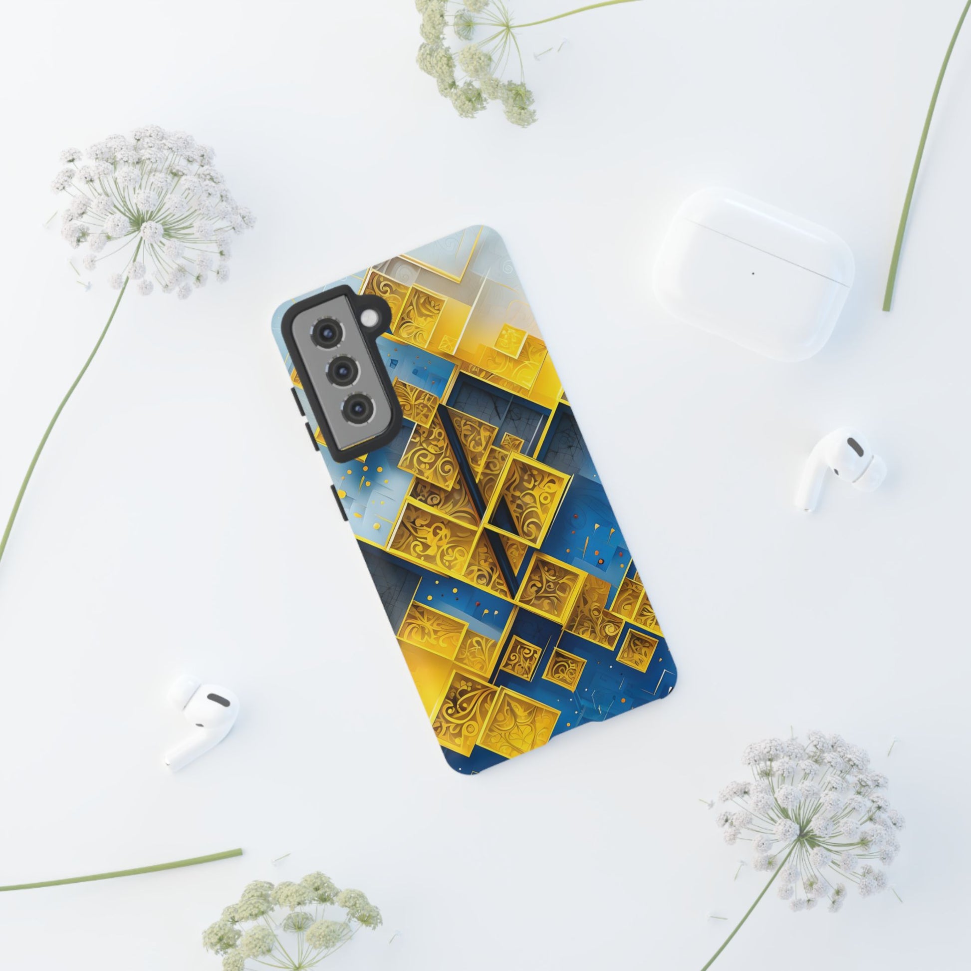 Golden Ascent Luxe Geometric Samsung Galaxy S21 Tough Case - Elegant Abstract Gold Design
