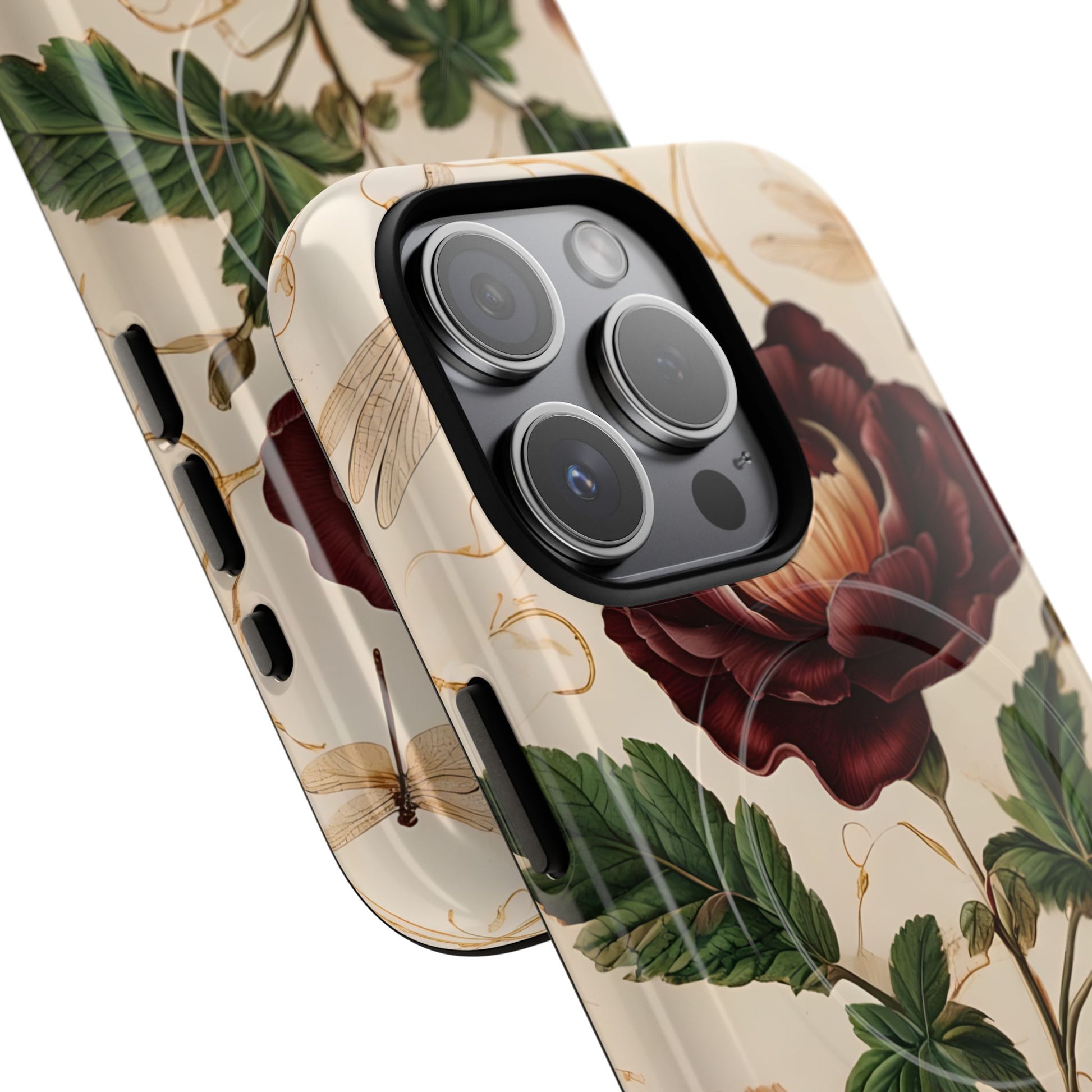 Vintage Burgundy Rose - Elegant Floral iPhone 15 Pro Phone Case - Classic Painterly Rose Design