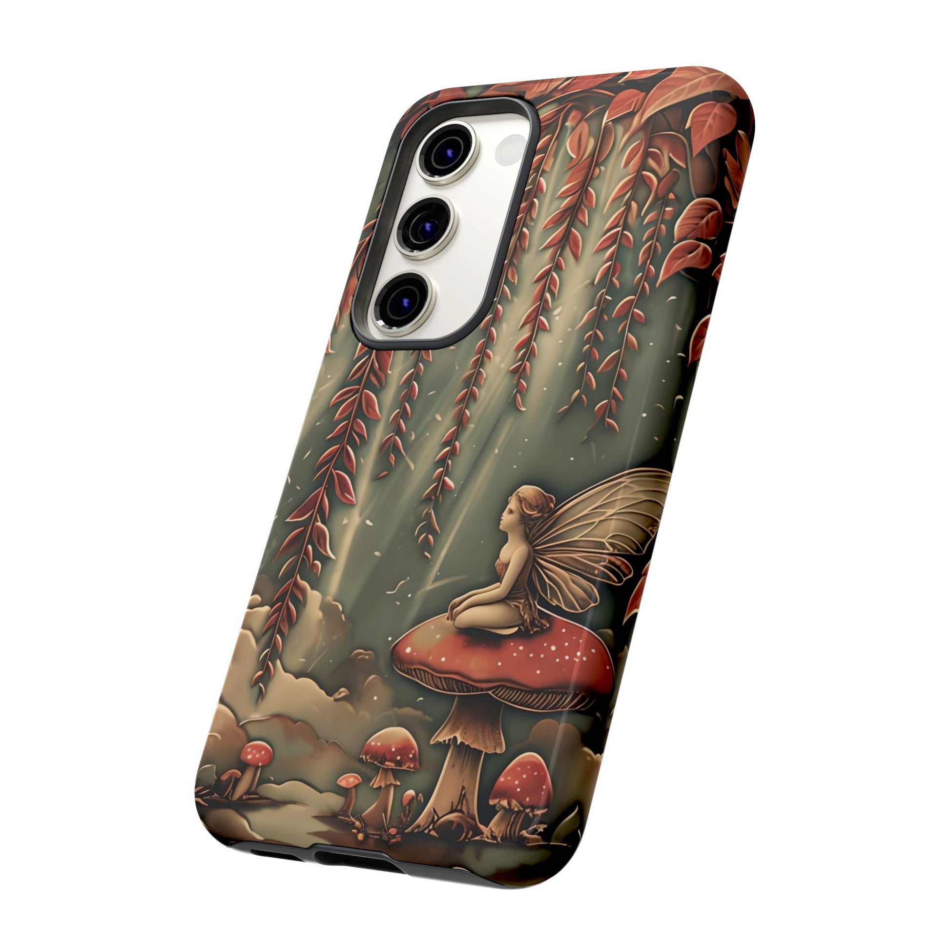 Willow Whisper - Tranquil Nature Art Samsung Galaxy S23 Tough Phone Case - Serene Willow Tree & Meditative Figure Design
