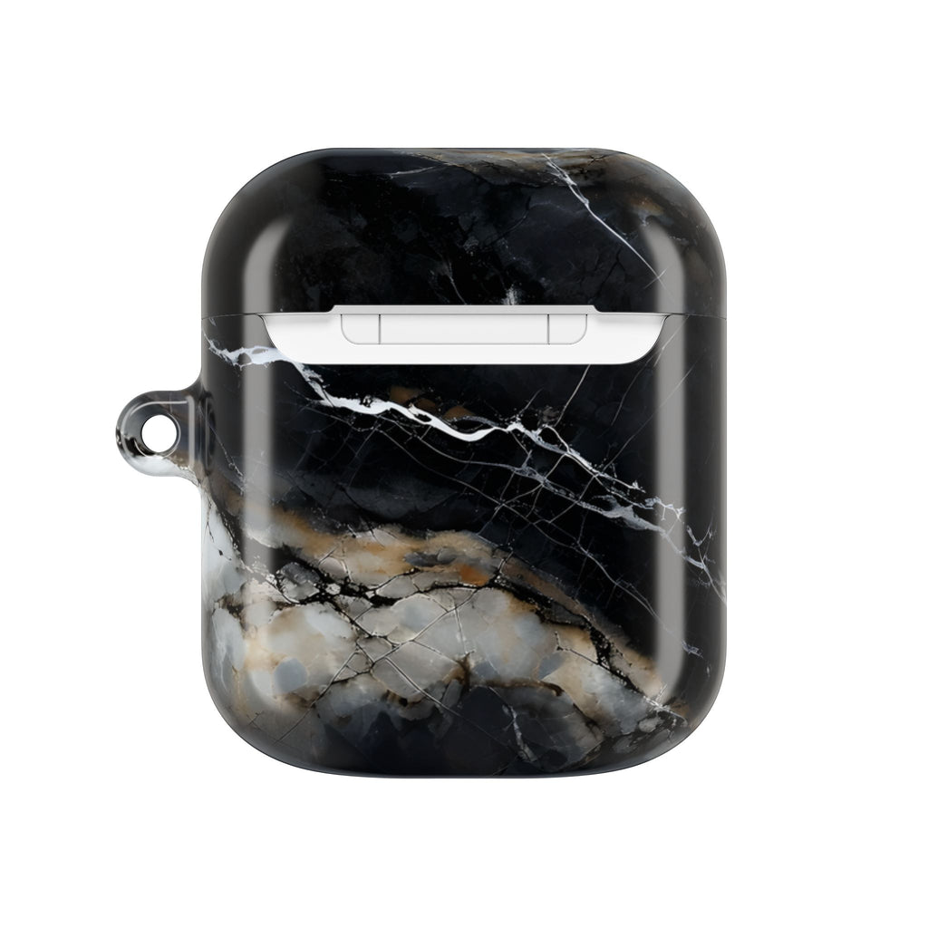 Obsidian Vein AirPod Case - Black Marble Earbud Cover for Gen 1, 2, 3, Pro Gen 1 & 2