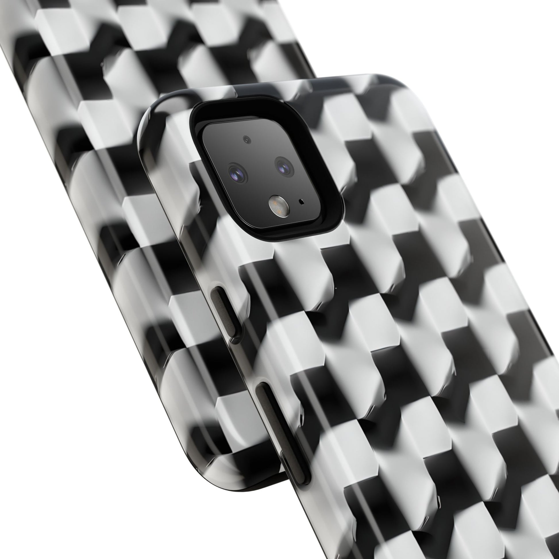 Monochrome Grid Tough Case for Google Pixel 4XL - Classic Checkerboard, Black & White, Minimalist Trend