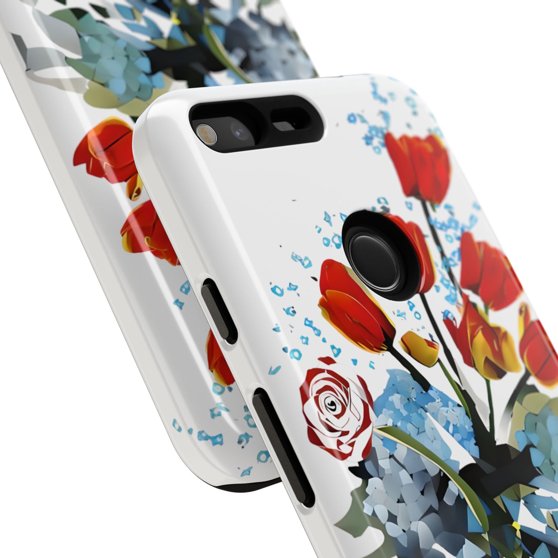 Bouquet Brilliance - Artistic Floral Google Pixel XL Tough Phone Case - Vibrant Tulip, Rose & Hydrangea Design