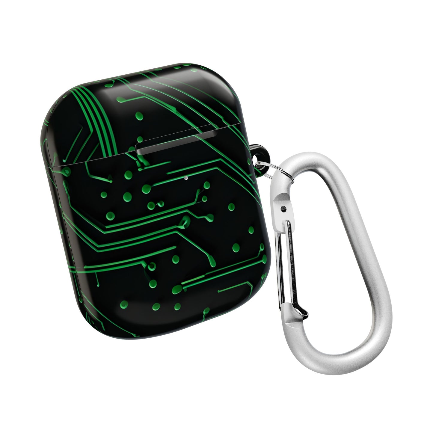 Green Circuit Grid AirPod Case - Green & Black Computer Design Earbud Cover for Gen 1, 2, 3, Pro Gen 1 & 2