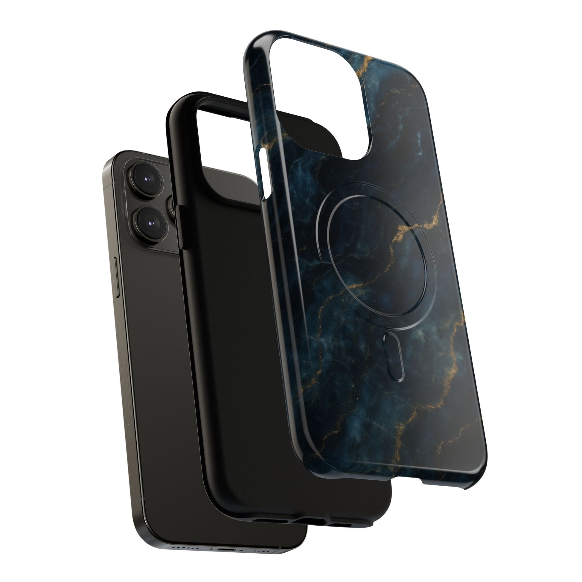 Midnight Marble MagSafe iPhone 14 Pro Max Case - Deep Blue Marble Design Shockproof Cover