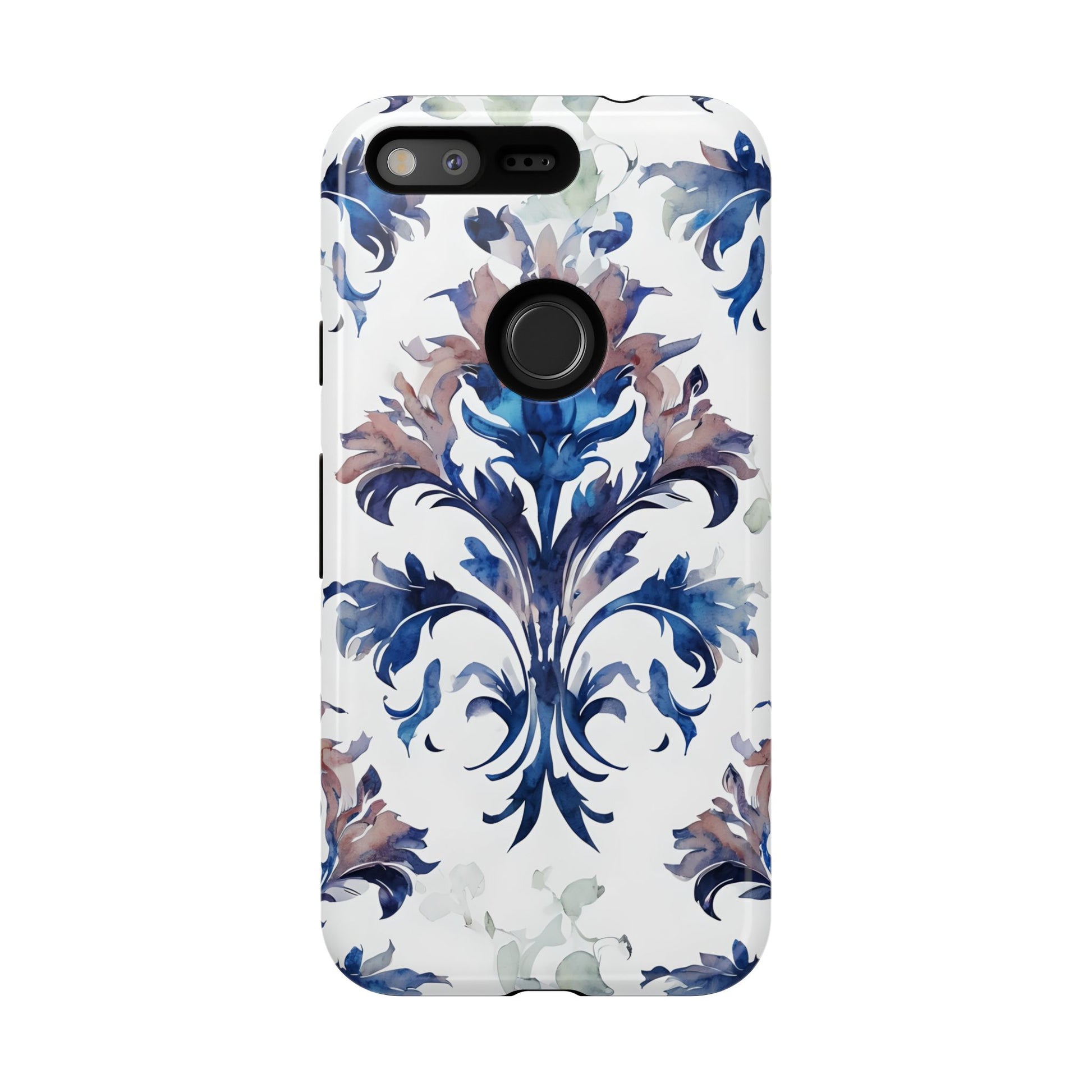 Delft Reverie - Elegant Blue & White Google Pixel Tough Phone Case - Dutch Delftware-Inspired Floral Design