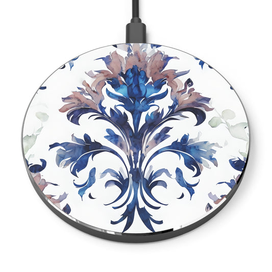 Delft Reverie blue floral decorative Qi wireless charger inspired by Delft pottery design