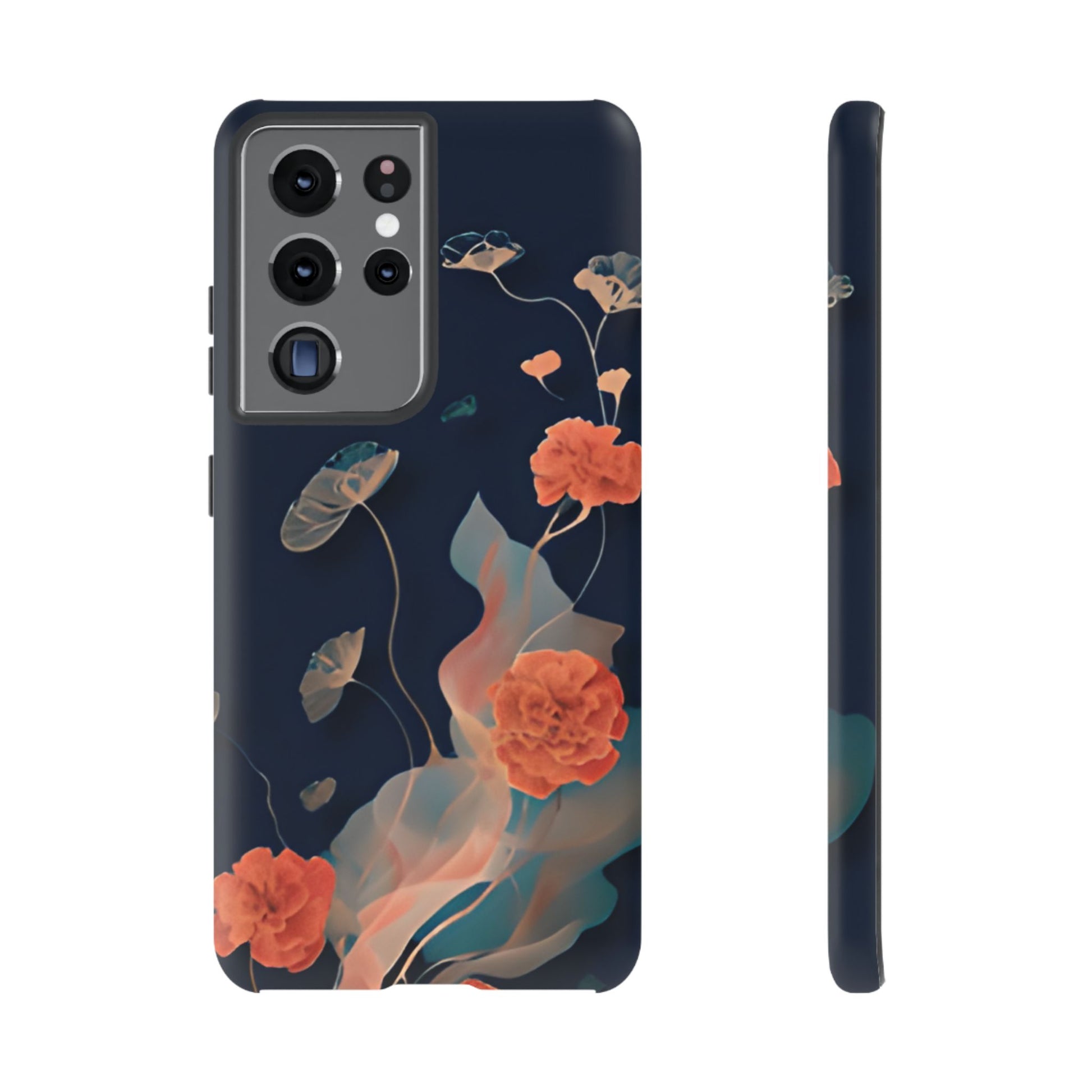 Lotus Reverie - Elegant Artistic Floral Samsung Galaxy S21 Ultra Tough Phone Case - Painterly Lotus Blossom Design