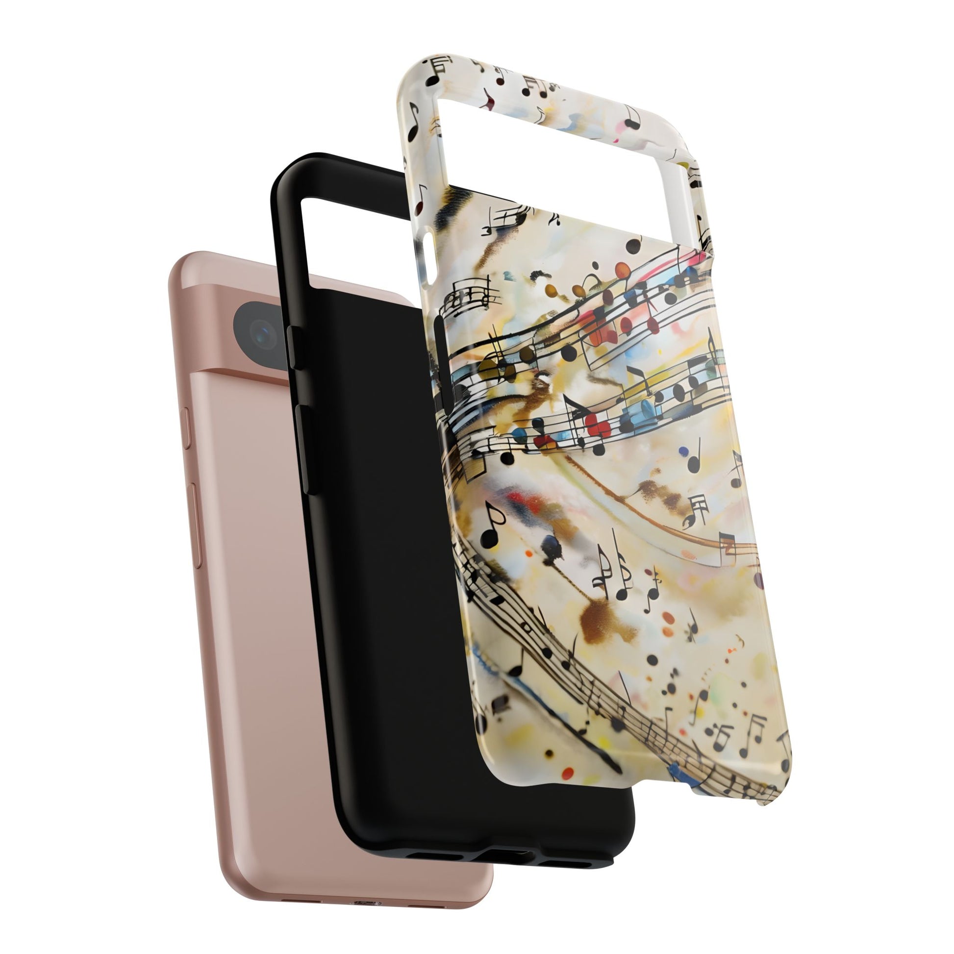 Melodic Flow Abstract Music Notes Tough Case for Google Pixel 8 - Shockproof Phone Cover