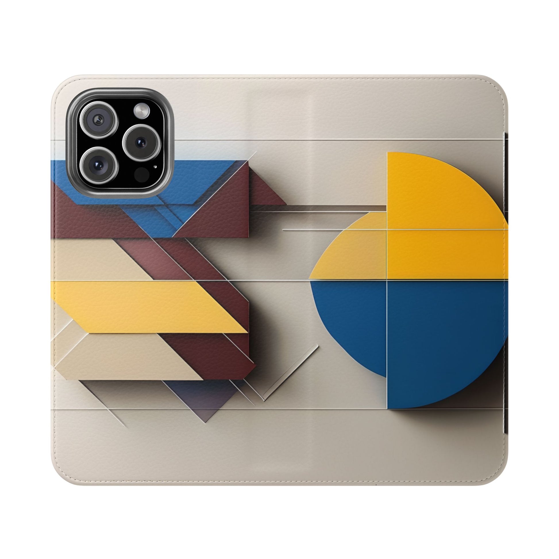 Chromatic Construct Wallet Phone Case - Modern Primary Color Design - Flip Cover for iPhone 16 Pro Max